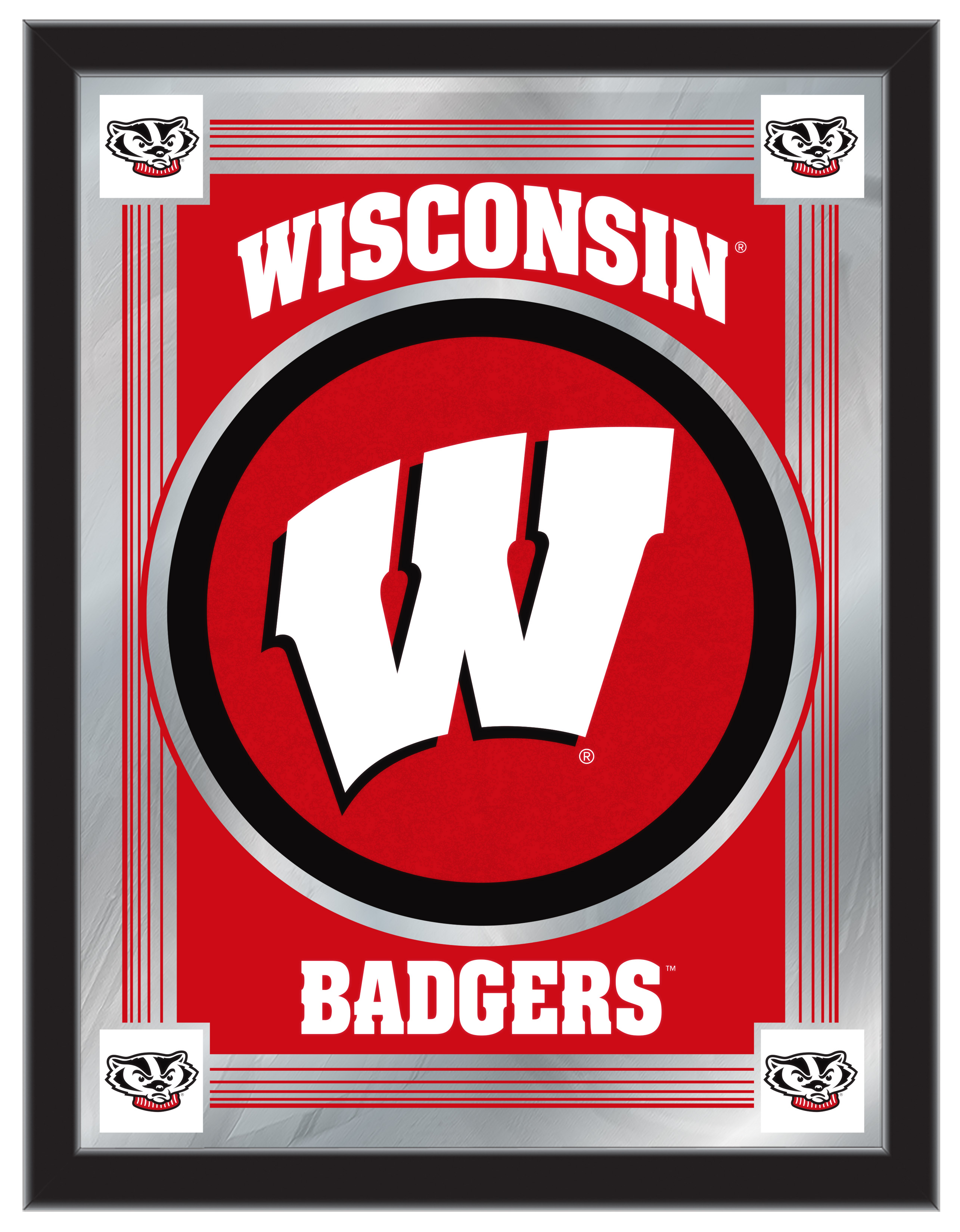 MLogoWisc-W Wisconsin W 17 x 22 in. University Logo Mirror