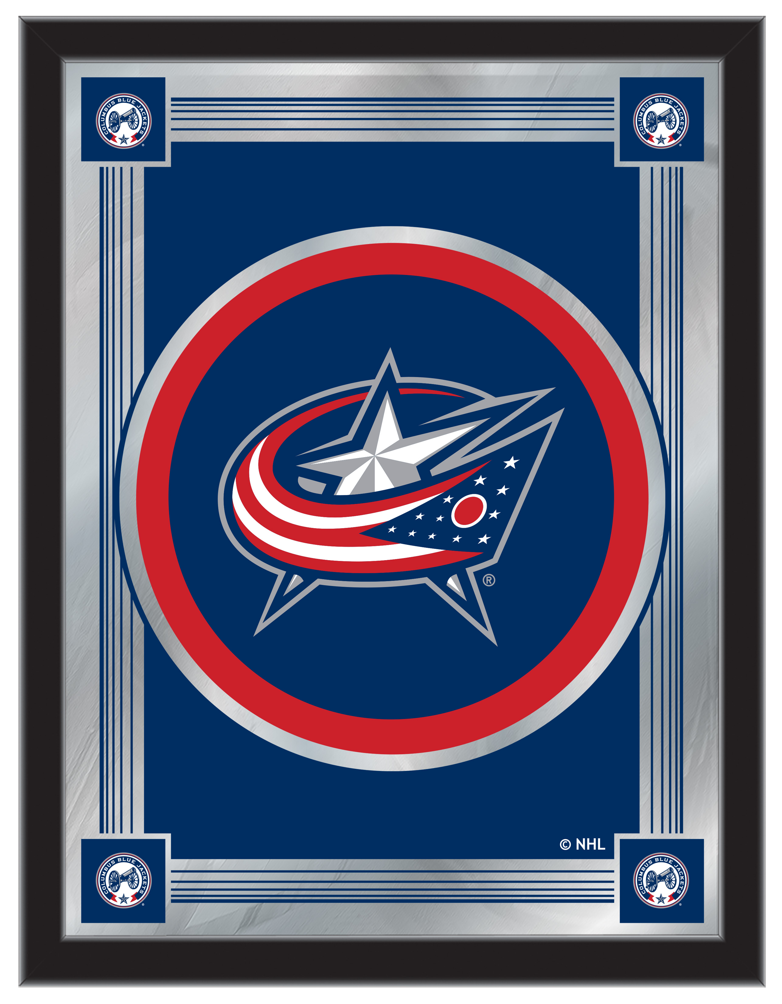 MLogoColBlu Columbus Blue Jackets 17 x 22 in. University Logo Mirror