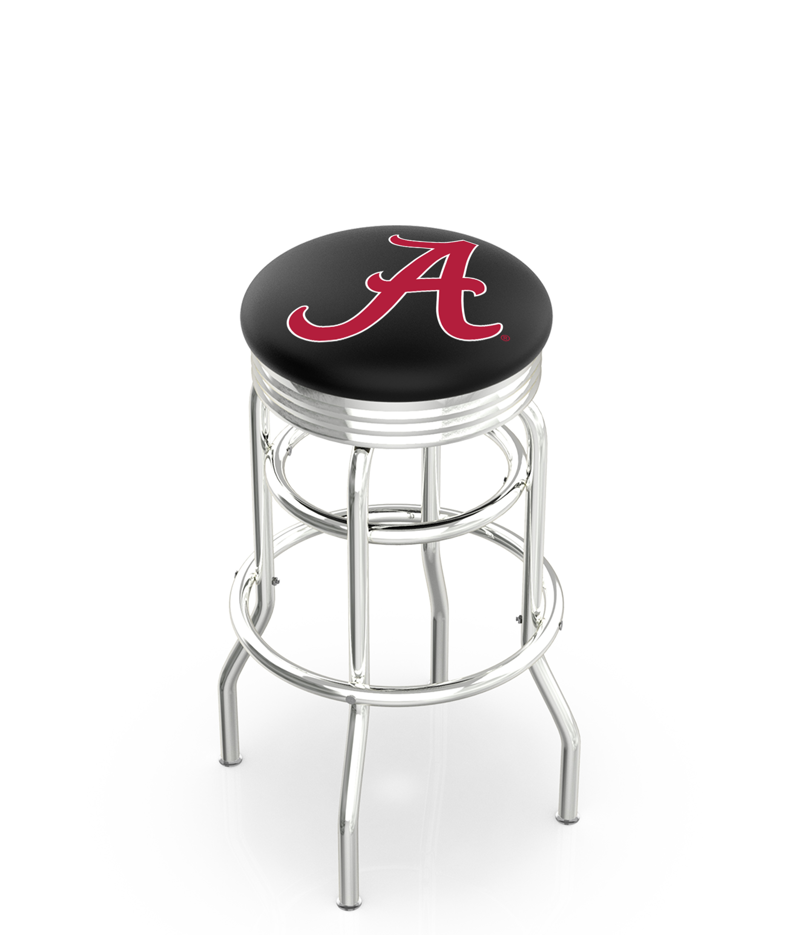 30" L7C3C - Chrome Double Ring Alabama Swivel Bar Stool with 2.5" Ribbed Accent Ring by  Company