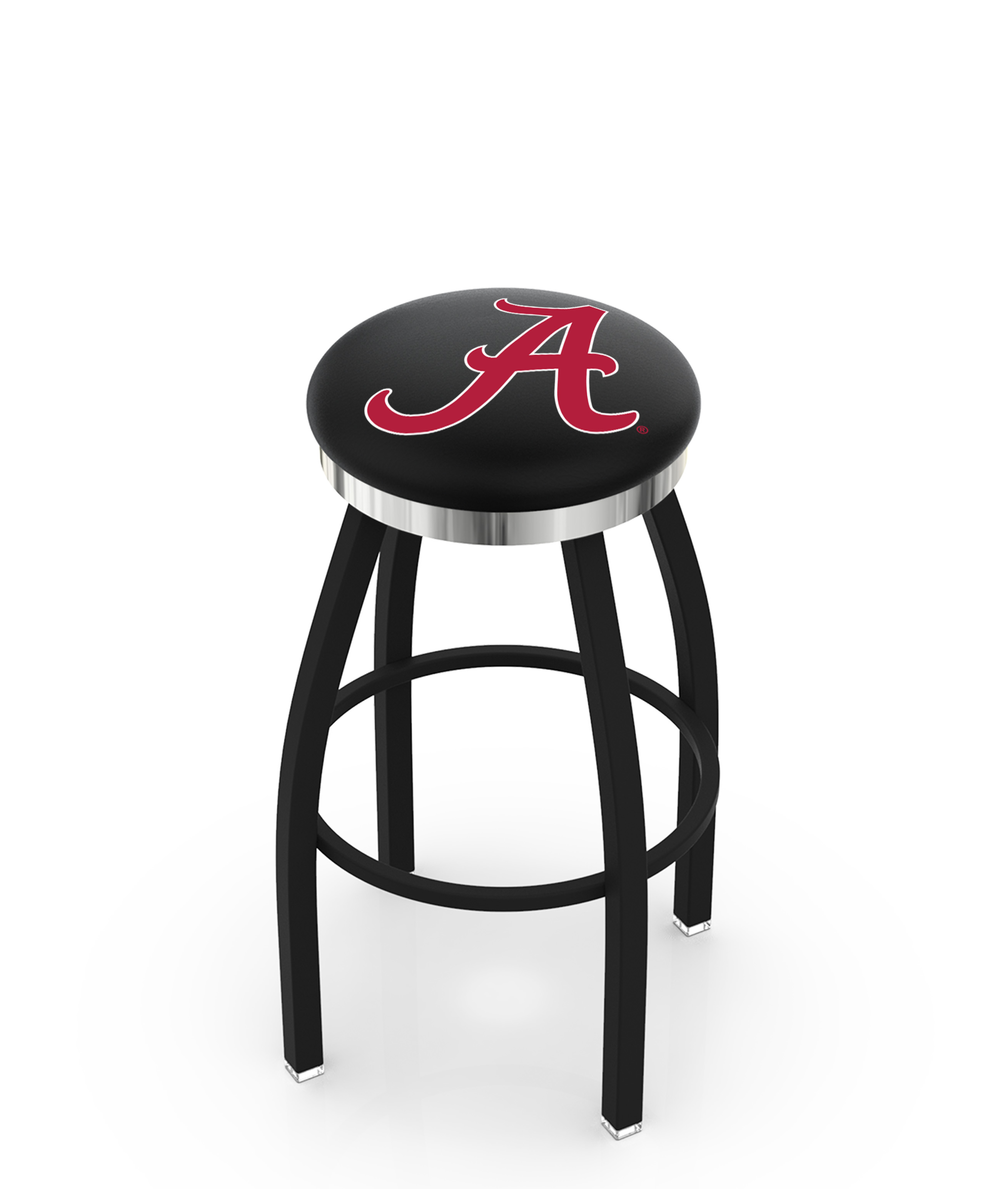 25" L8B2C - Black Wrinkle Alabama Swivel Bar Stool with Chrome Accent Ring by  Company