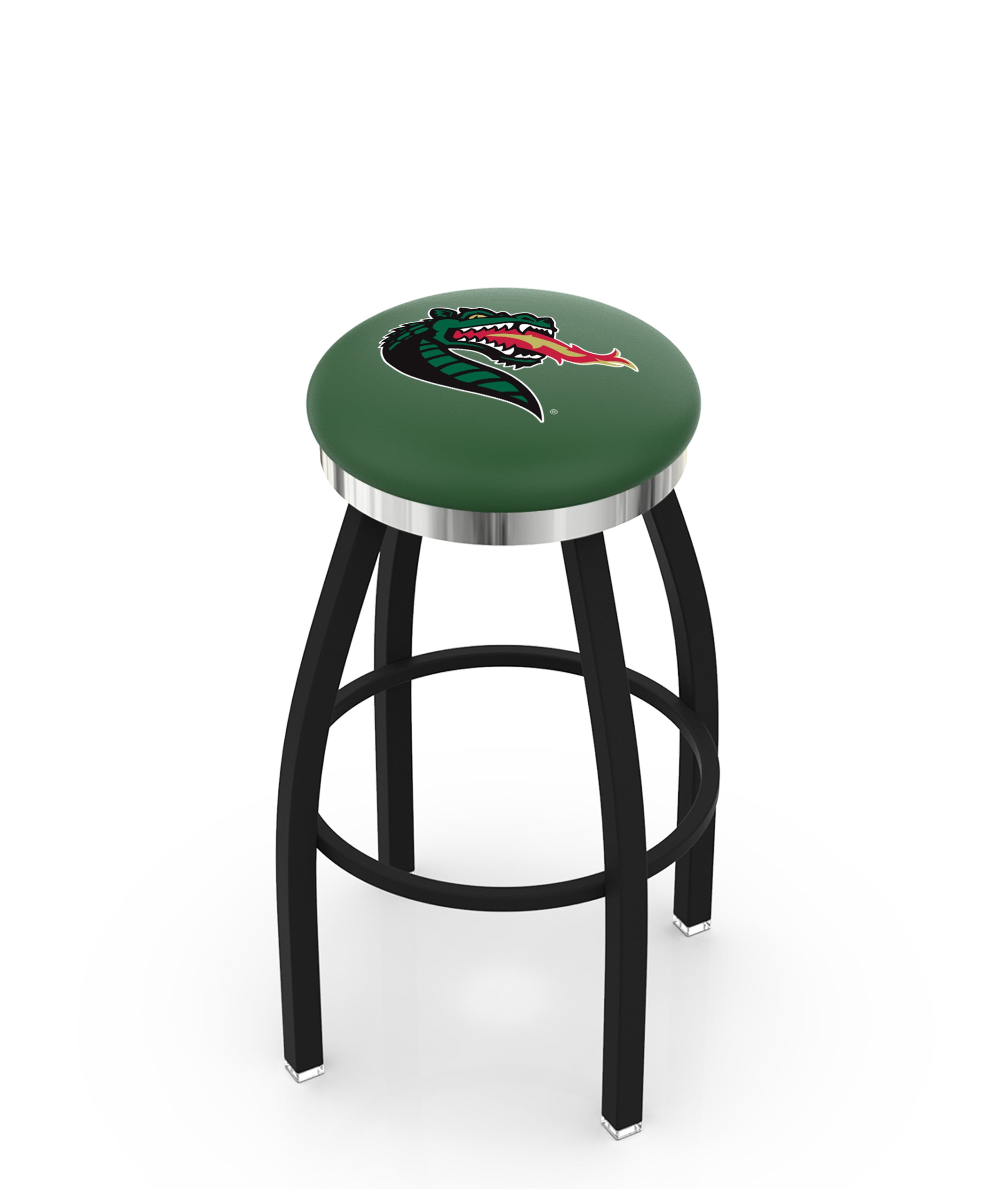 30" L8B2C - Black Wrinkle UAB Swivel Bar Stool with Chrome Accent Ring by  Company