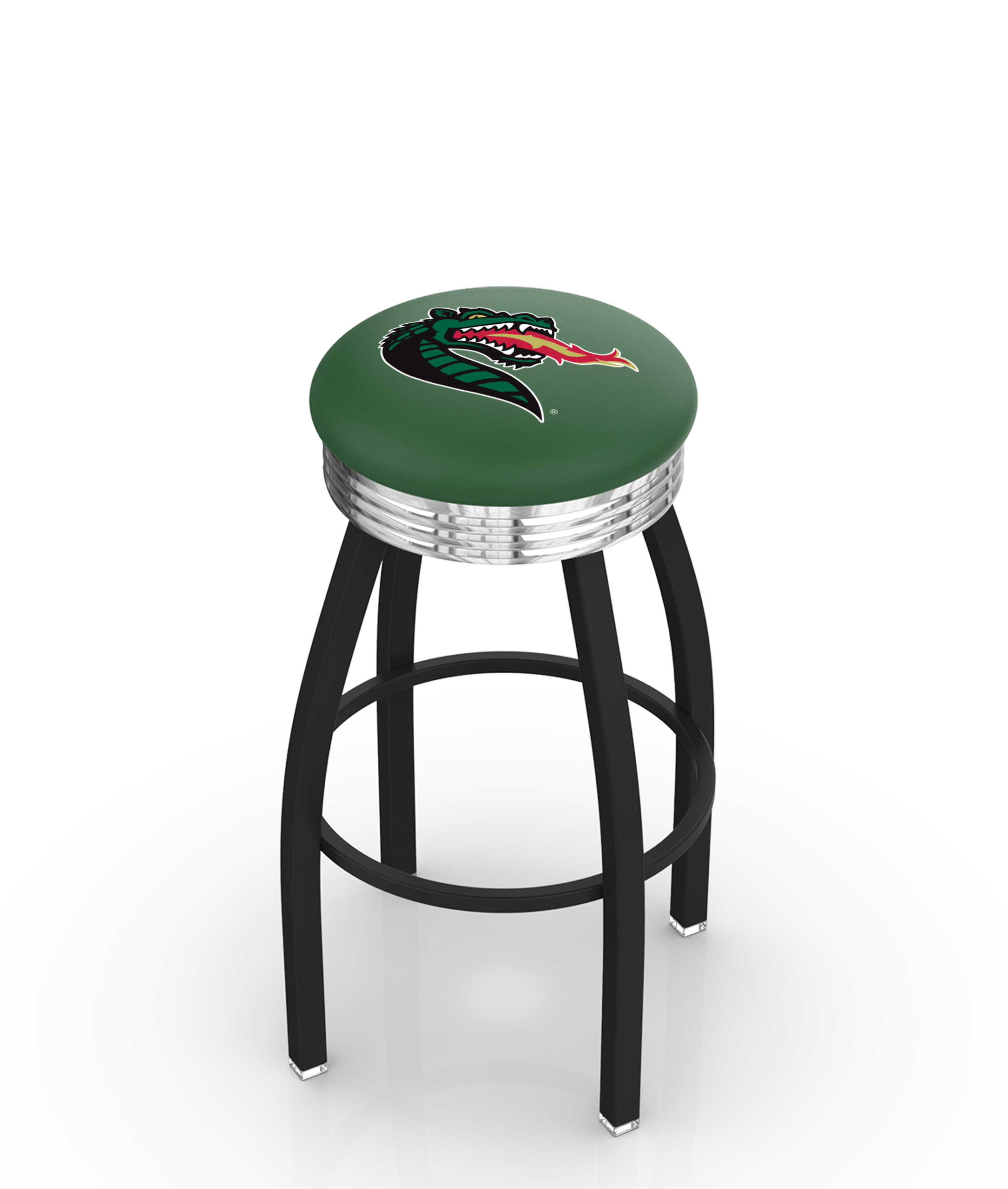 30" L8B3C - Black Wrinkle UAB Swivel Bar Stool with Chrome 2.5" Ribbed Accent Ring by  Company