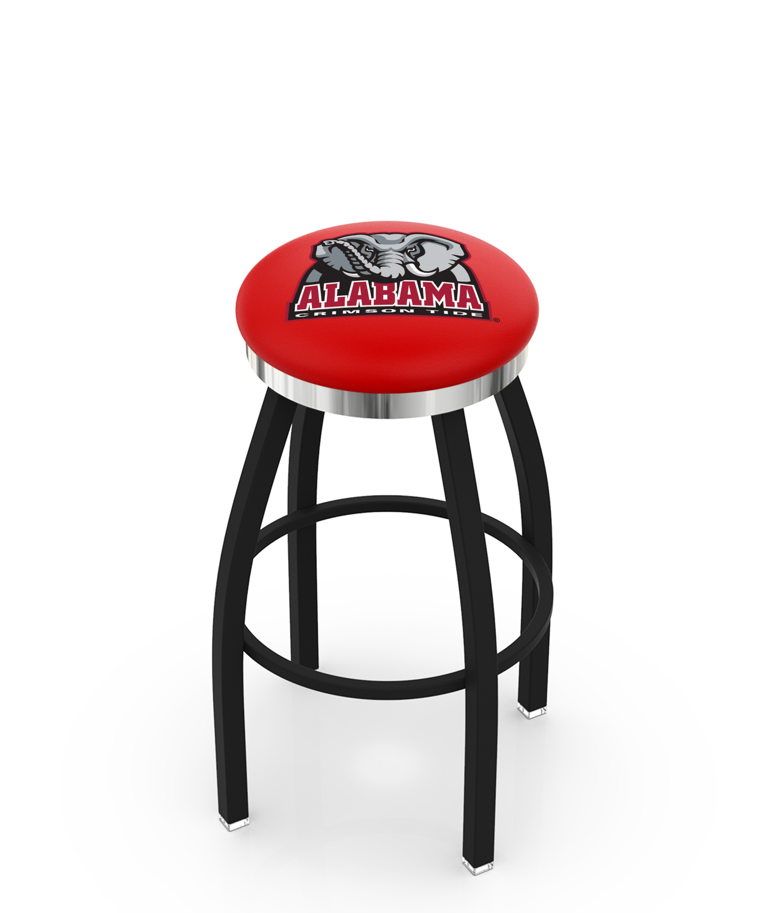 25" L8B2C - Black Wrinkle Alabama Swivel Bar Stool with Chrome Accent Ring by  Company