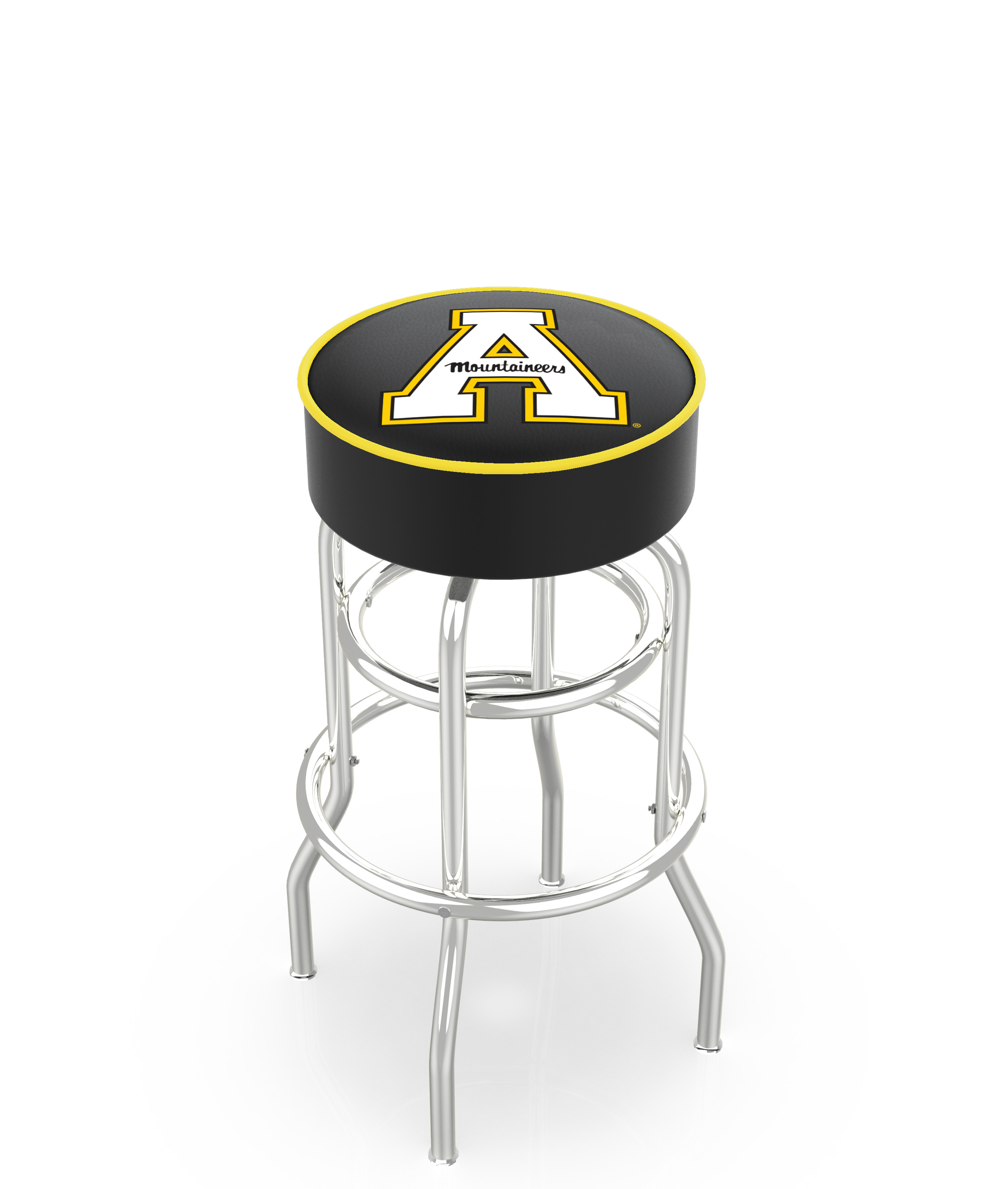 30" L7C1 - 4" Appalachian State Cushion Seat with Double-Ring Chrome Base Swivel Bar Stool by  Company