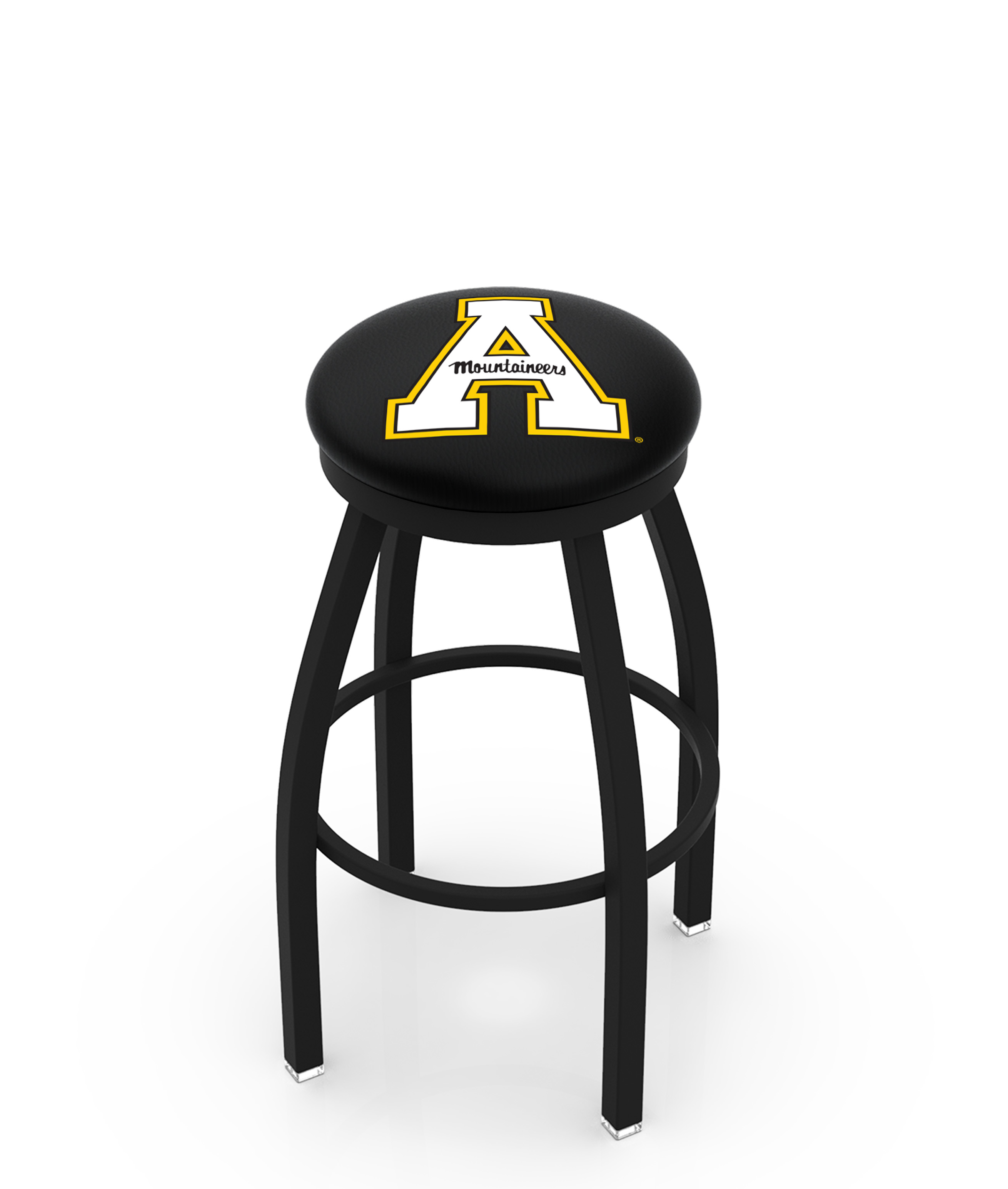 25" L8B2B - Black Wrinkle Appalachian State Swivel Bar Stool with Accent Ring by  Company