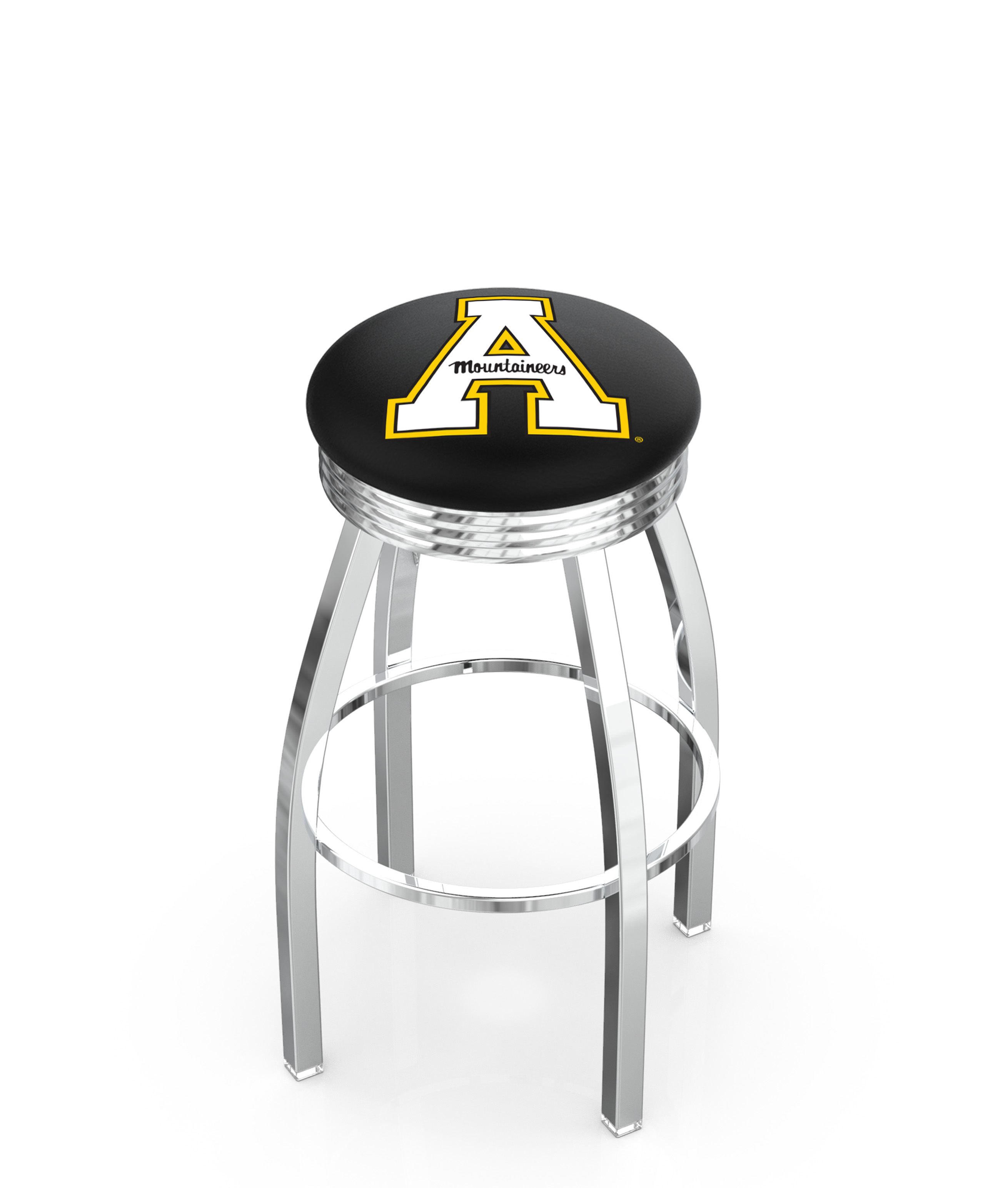 25" L8C3C - Chrome Appalachian State Swivel Bar Stool with 2.5" Ribbed Accent Ring by  Company