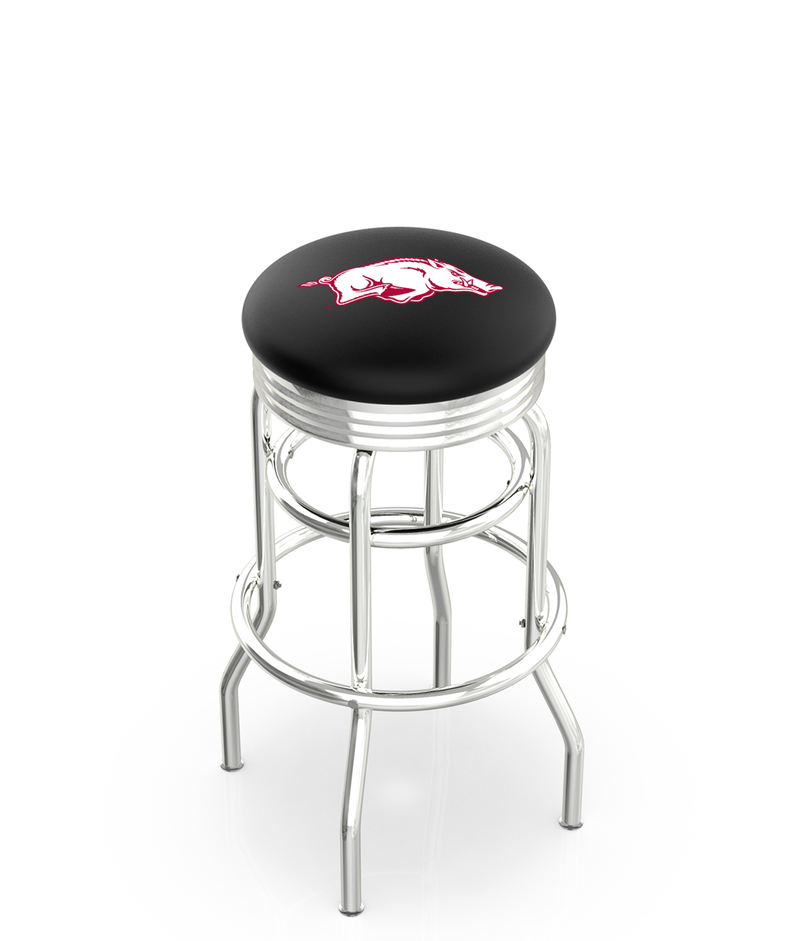 30" L7C3C - Chrome Double Ring Arkansas Swivel Bar Stool with 2.5" Ribbed Accent Ring by  Company