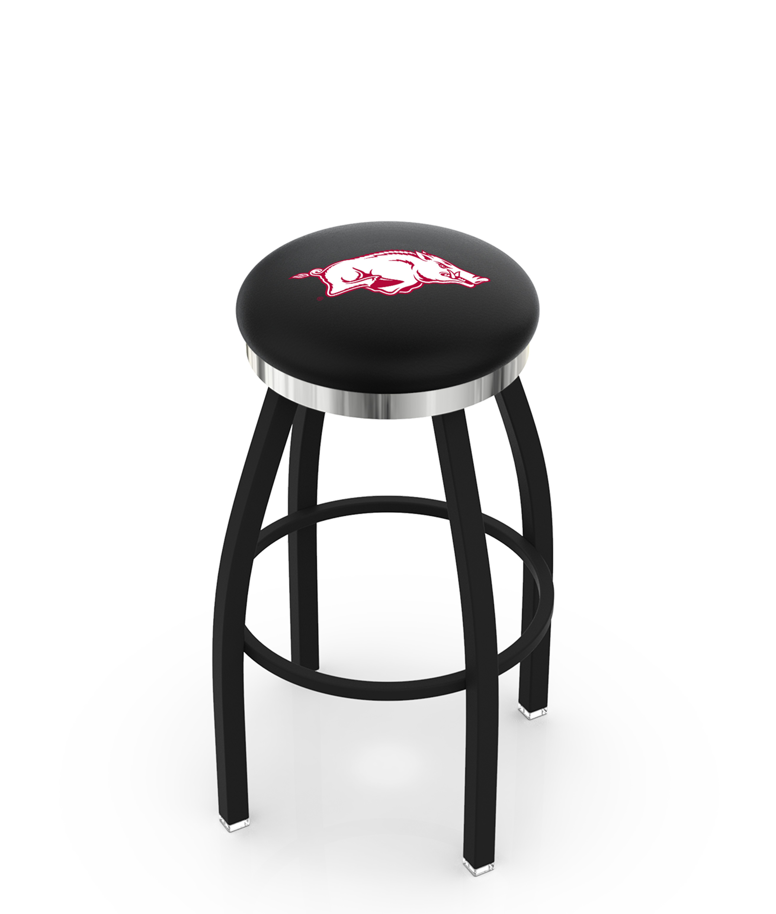 25" L8B2C - Black Wrinkle Arkansas Swivel Bar Stool with Chrome Accent Ring by  Company