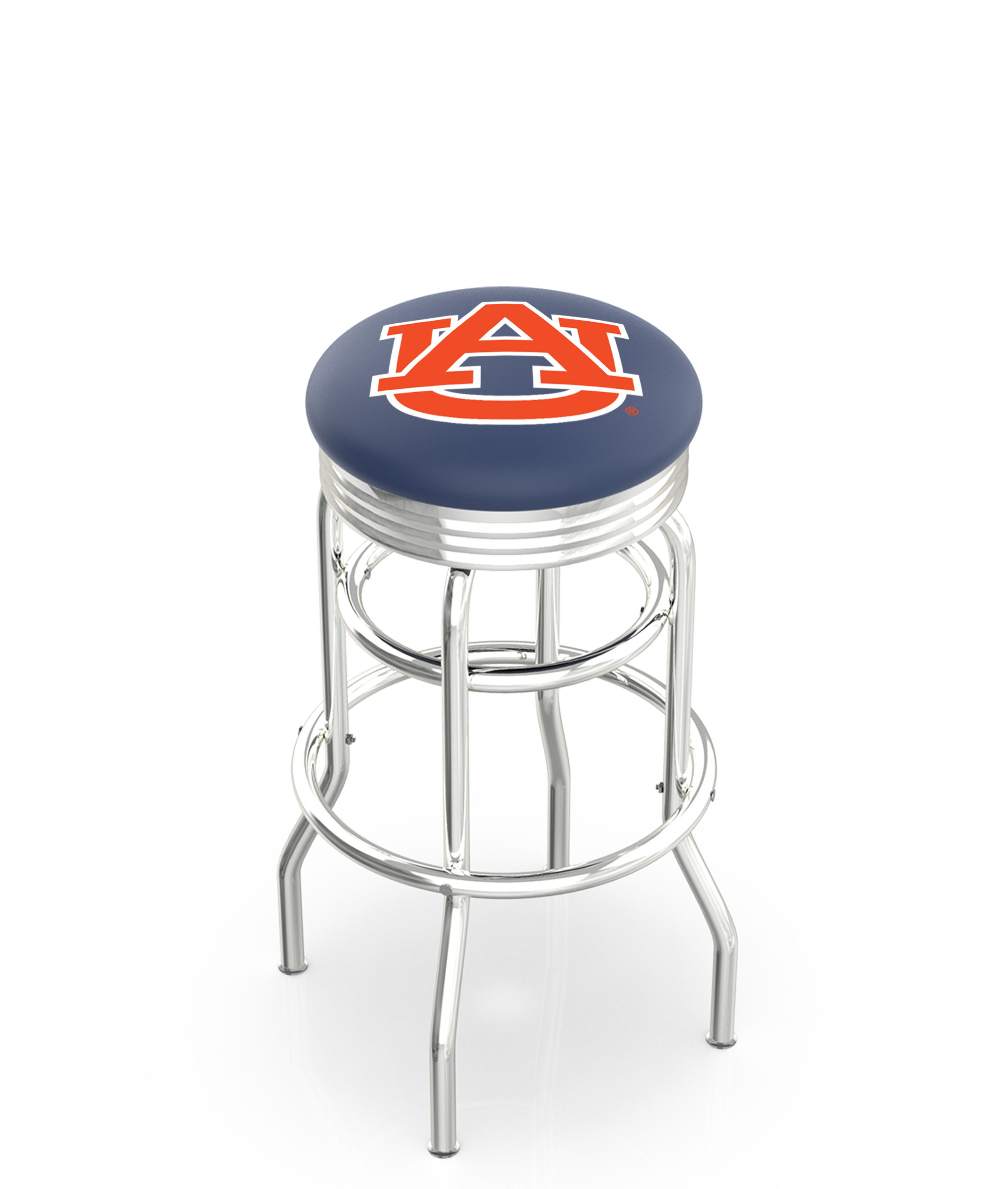 30" L7C3C - Chrome Double Ring Auburn Swivel Bar Stool with 2.5" Ribbed Accent Ring by  Company