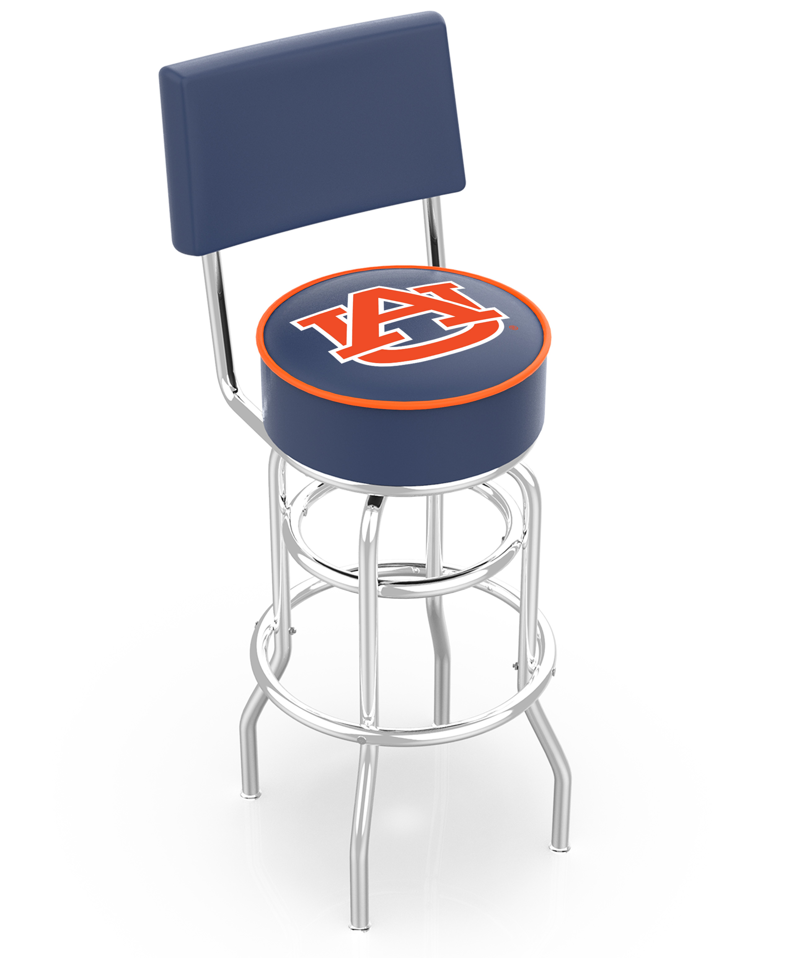 30" L7C4 - Chrome Double Ring Auburn Swivel Bar Stool with a Back by  Company