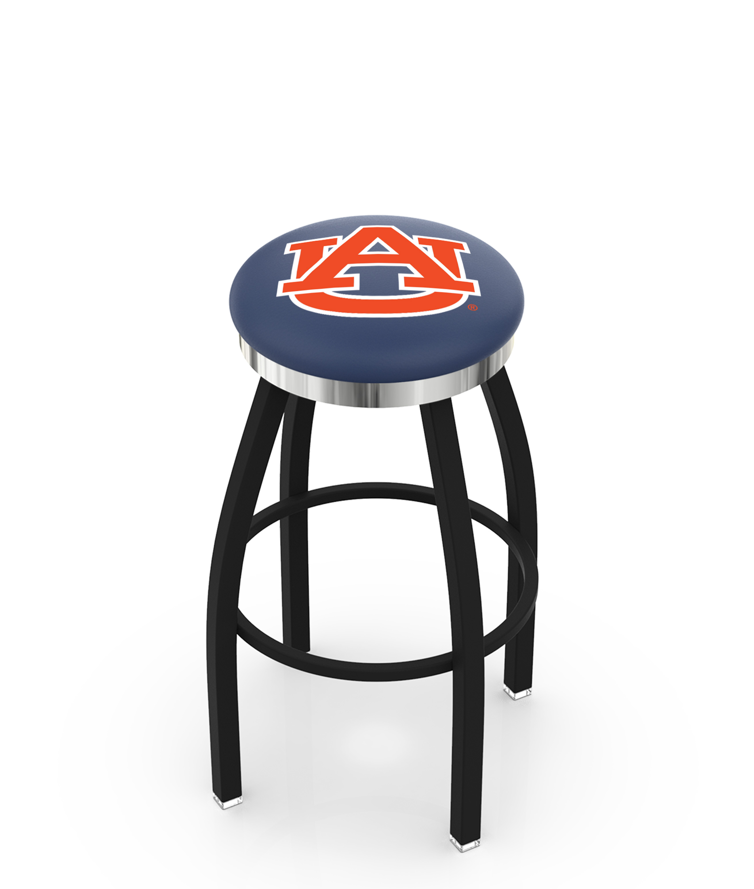 25" L8B2C - Black Wrinkle Auburn Swivel Bar Stool with Chrome Accent Ring by  Company