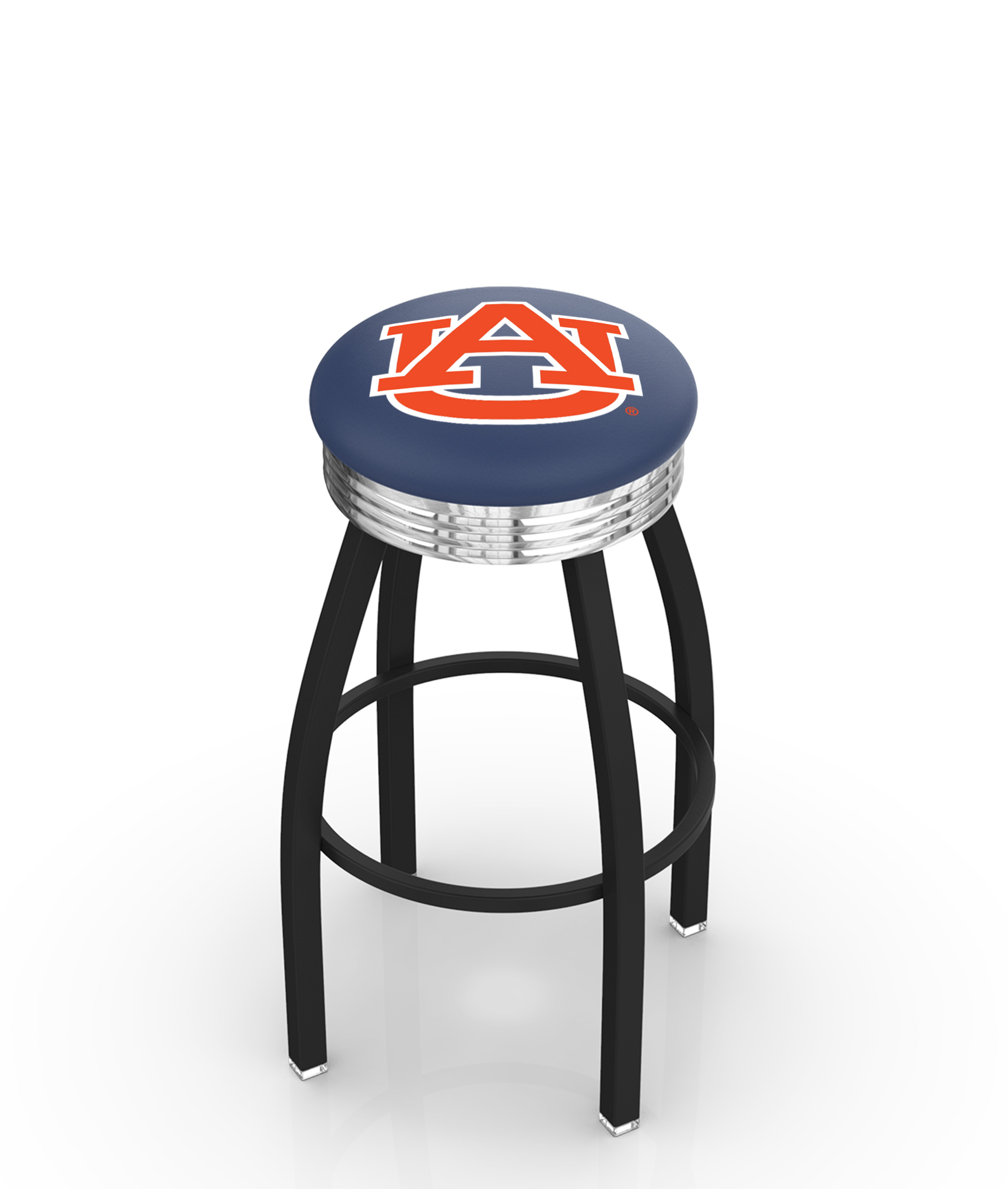 30" L8B3C - Black Wrinkle Auburn Swivel Bar Stool with Chrome 2.5" Ribbed Accent Ring by  Company