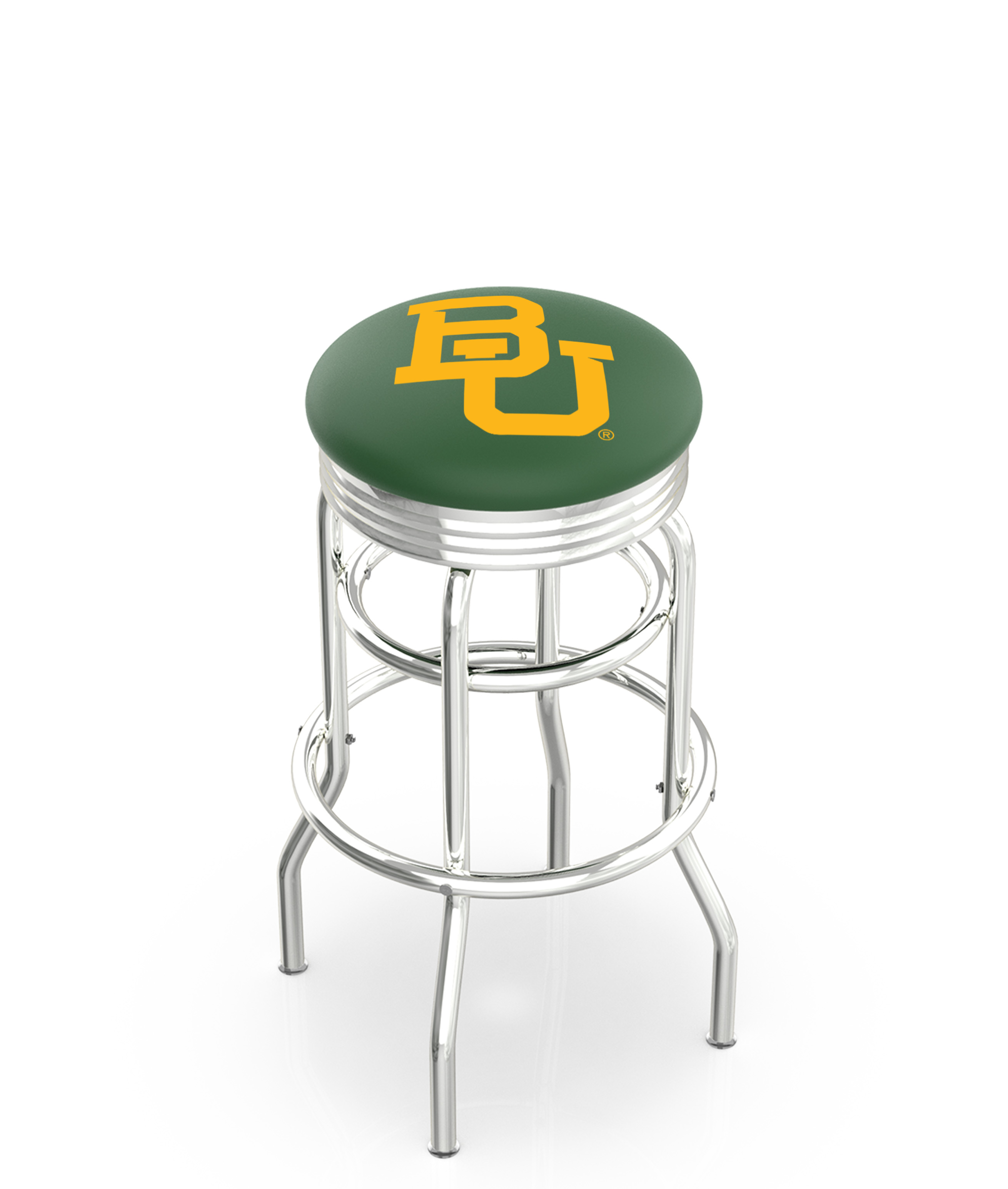 25" L7C3C - Chrome Double Ring Baylor Swivel Bar Stool with 2.5" Ribbed Accent Ring by  Company