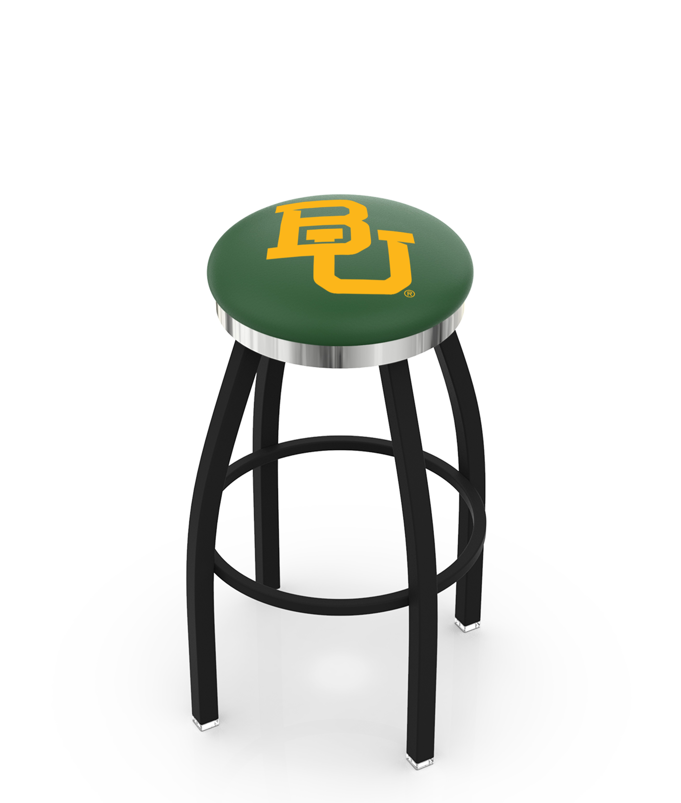 30" L8B2C - Black Wrinkle Baylor Swivel Bar Stool with Chrome Accent Ring by  Company