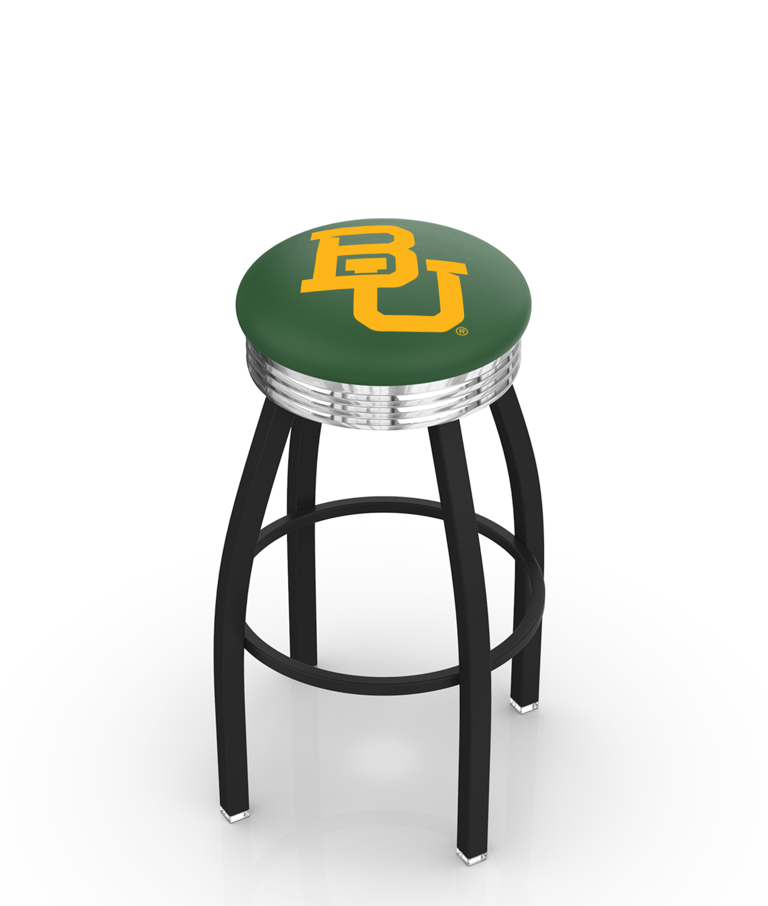 30" L8B3C - Black Wrinkle Baylor Swivel Bar Stool with Chrome 2.5" Ribbed Accent Ring by  Company