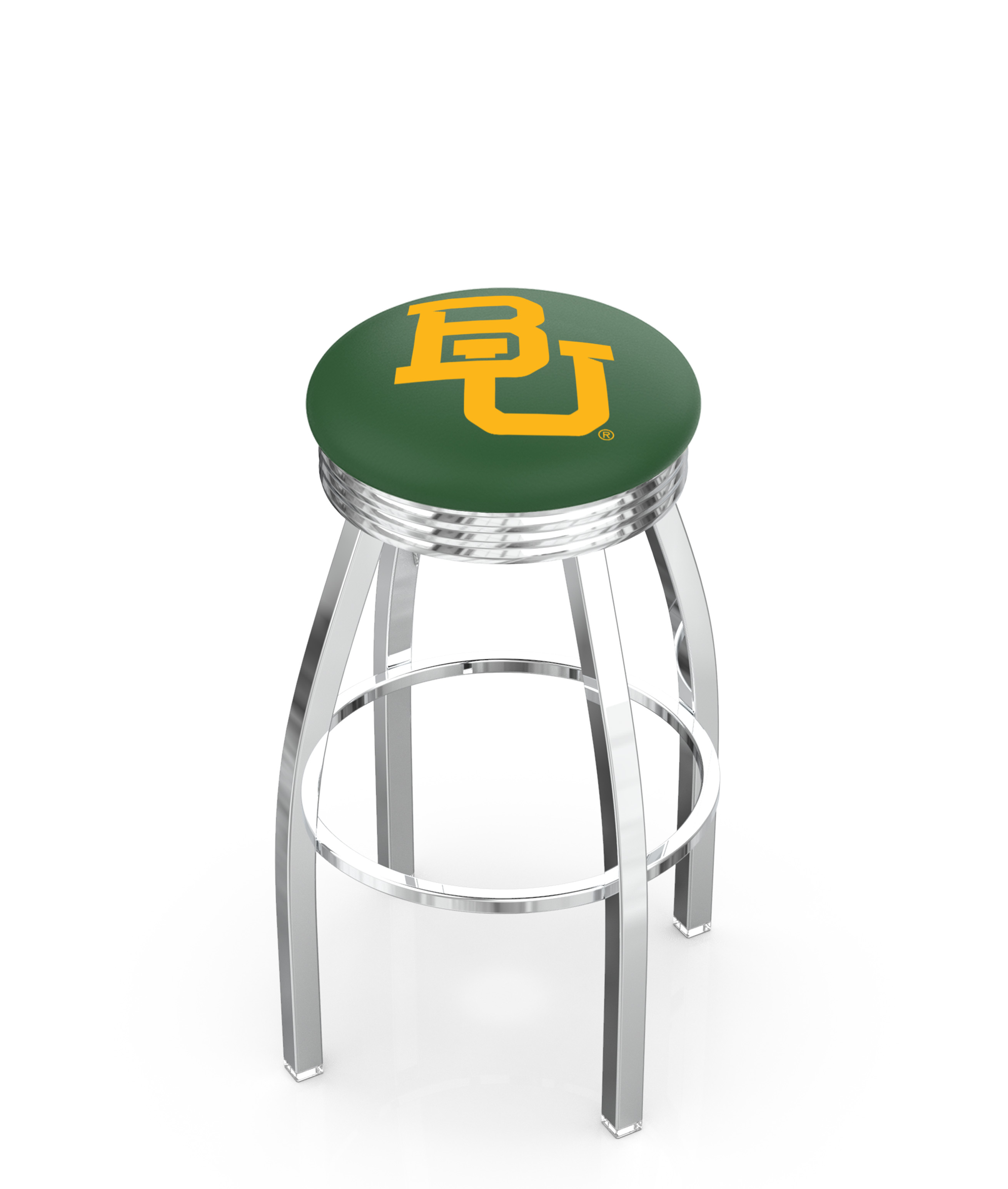 25" L8C3C - Chrome Baylor Swivel Bar Stool with 2.5" Ribbed Accent Ring by  Company
