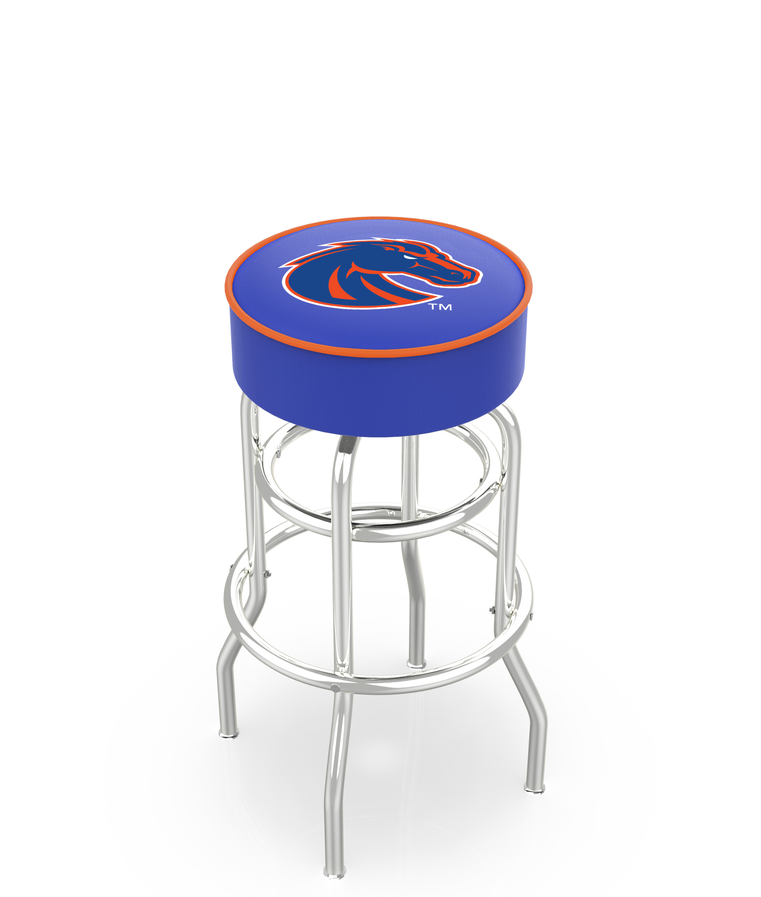 30" L7C1 - 4" Boise State Cushion Seat with Double-Ring Chrome Base Swivel Bar Stool by  Company