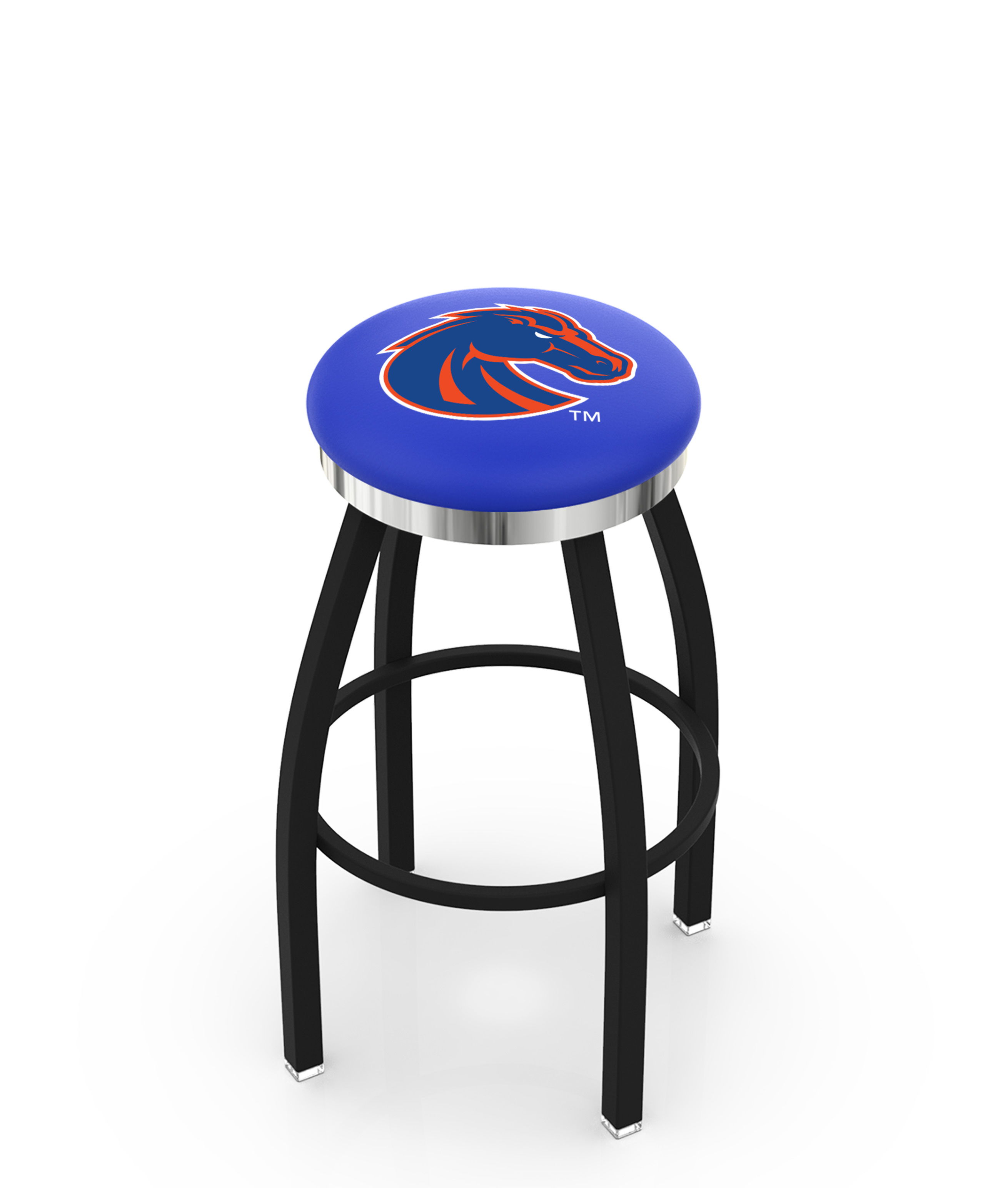 30" L8B2C - Black Wrinkle Boise State Swivel Bar Stool with Chrome Accent Ring by  Company