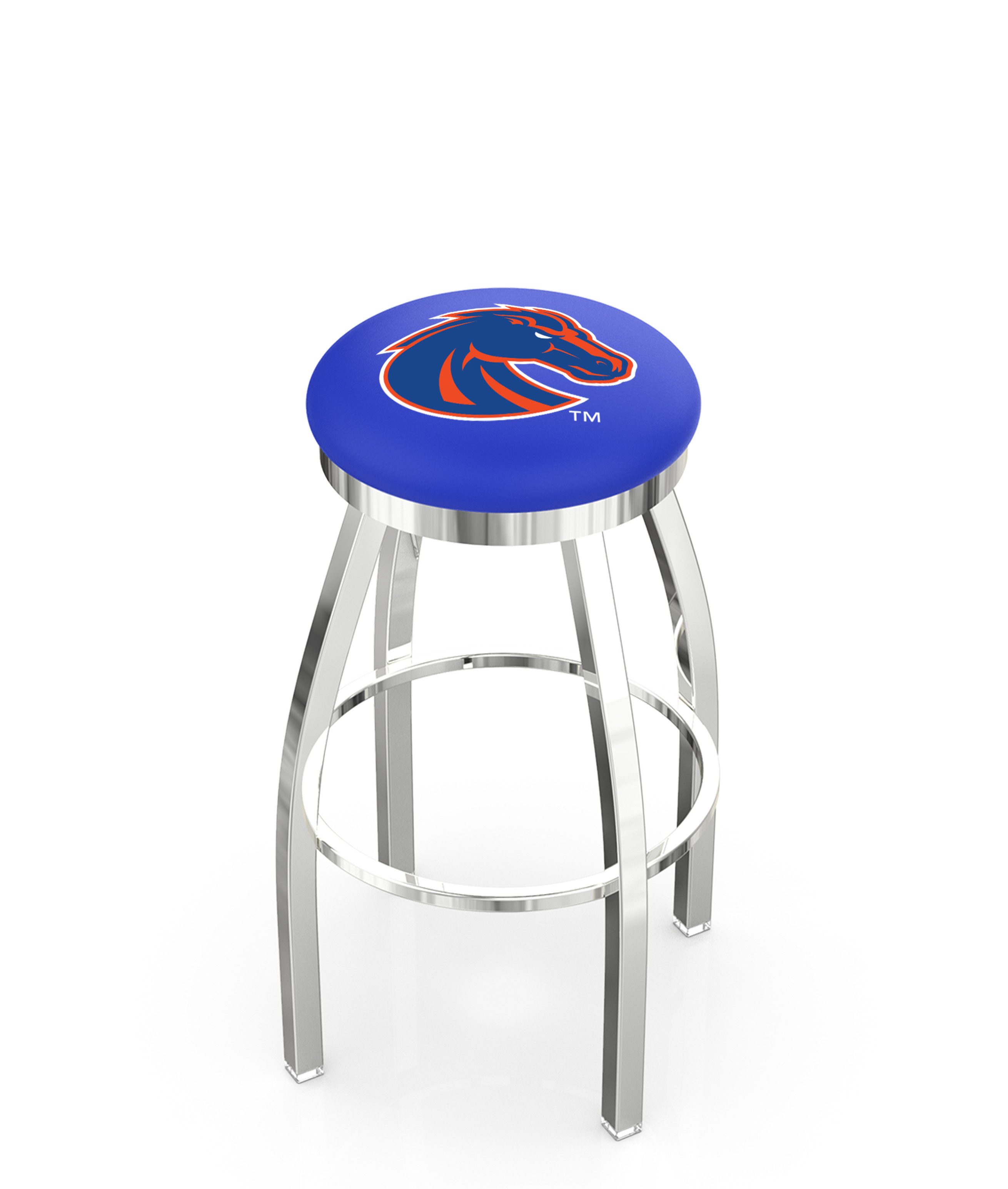 30" L8C2C - Chrome Boise State Swivel Bar Stool with Accent Ring by  Company