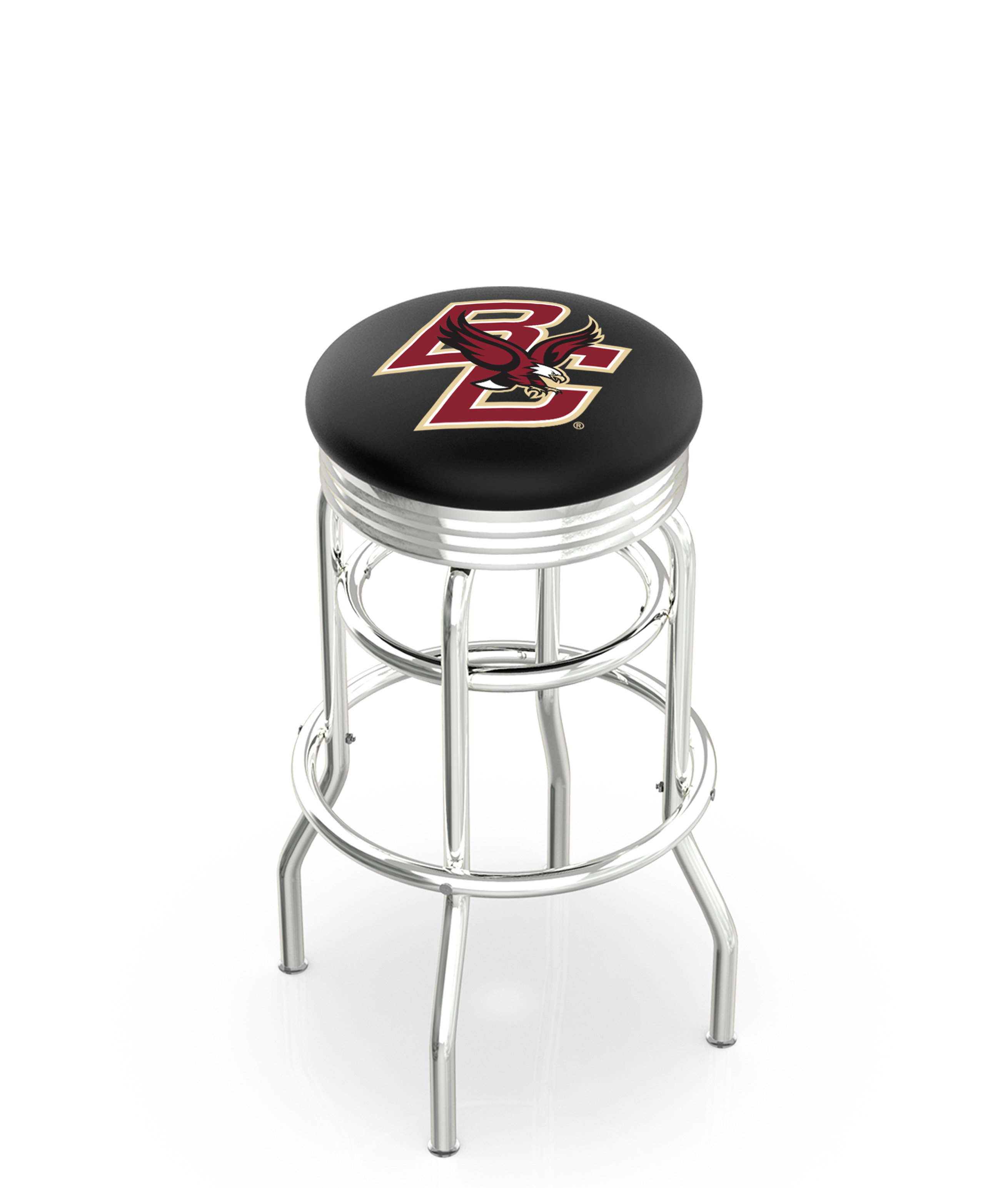 25" L7C3C - Chrome Double Ring Boston College Swivel Bar Stool with 2.5" Ribbed Accent Ring by  Company