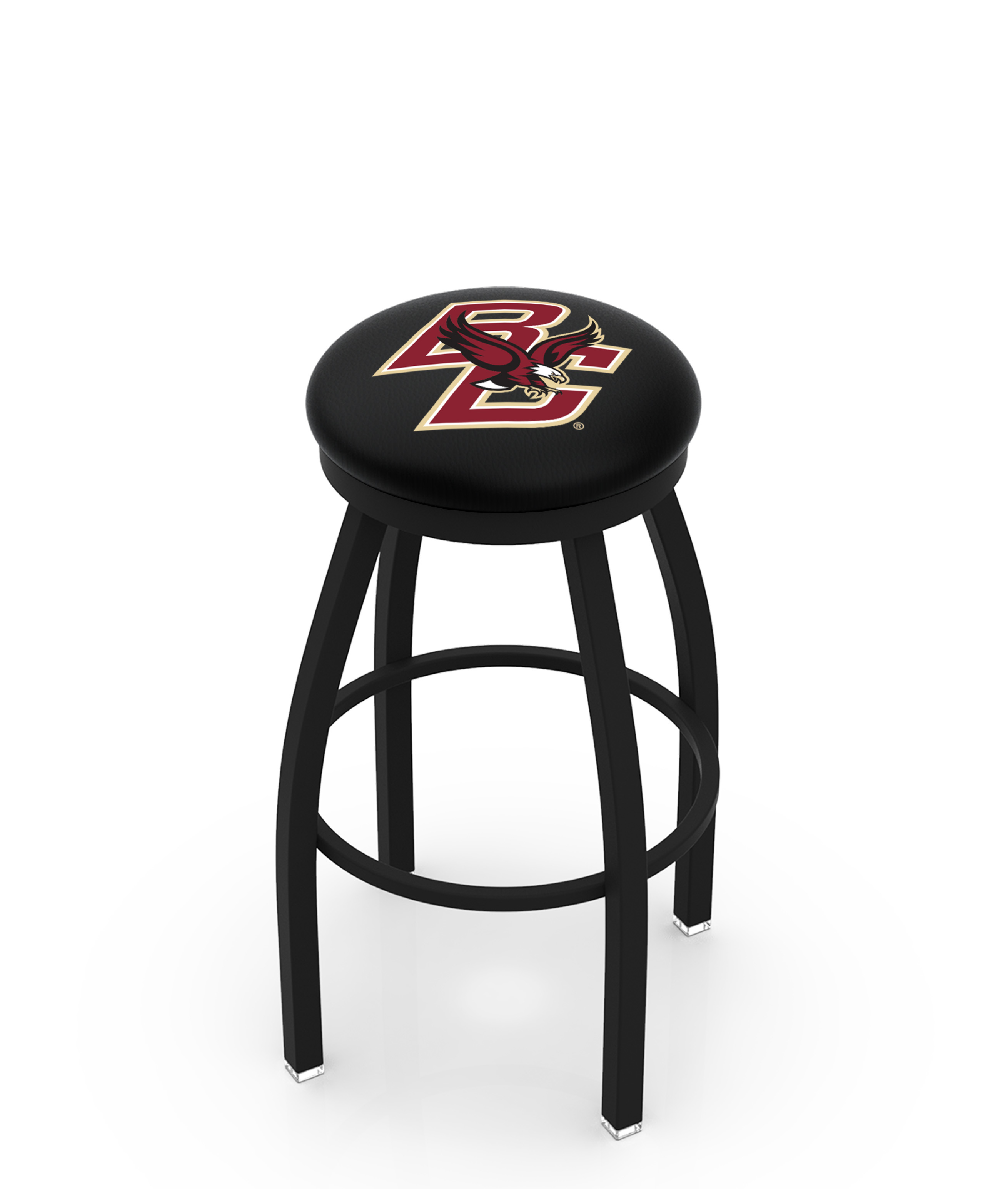 25" L8B2B - Black Wrinkle Boston College Swivel Bar Stool with Accent Ring by  Company