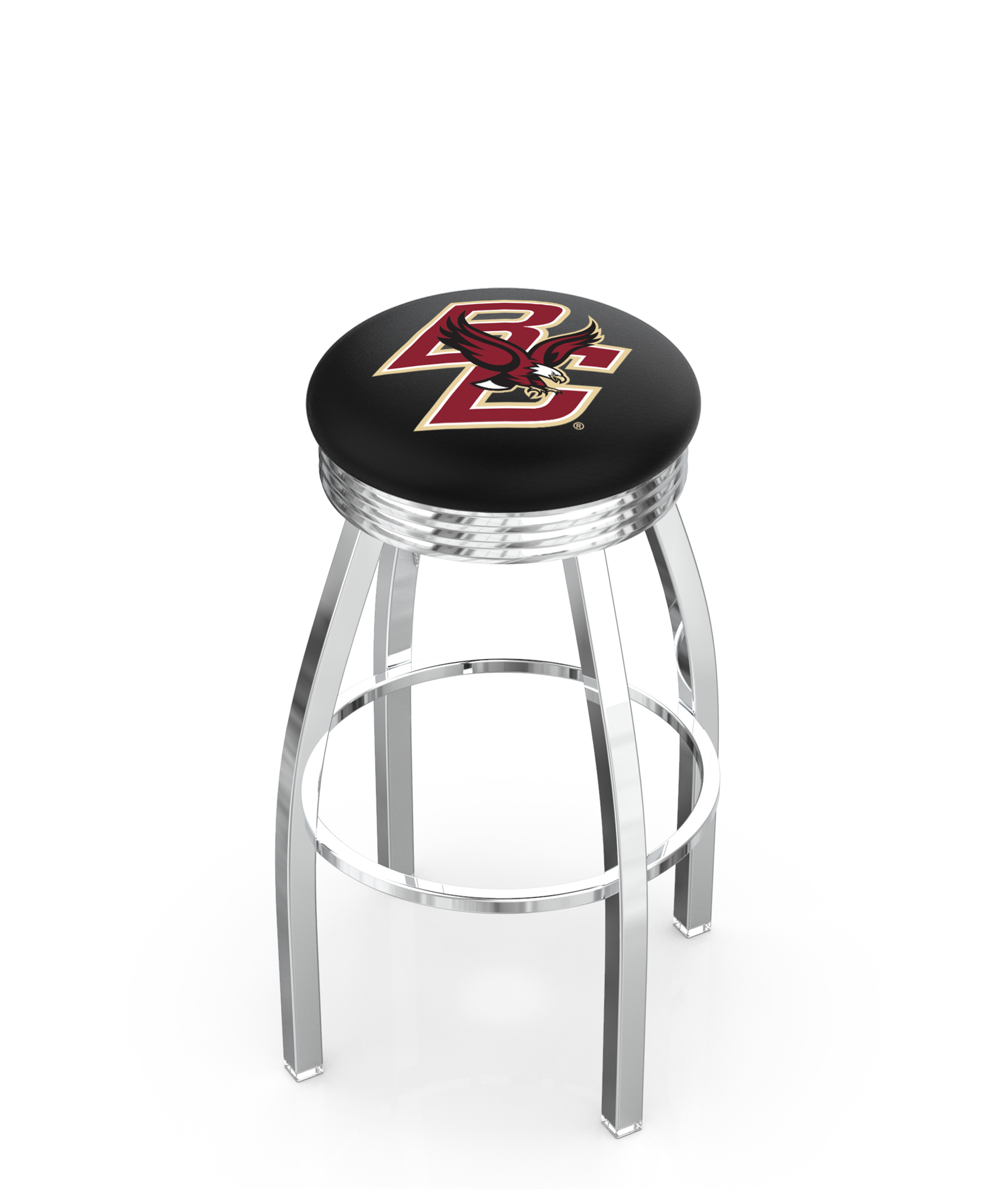 25" L8C3C - Chrome Boston College Swivel Bar Stool with 2.5" Ribbed Accent Ring by  Company