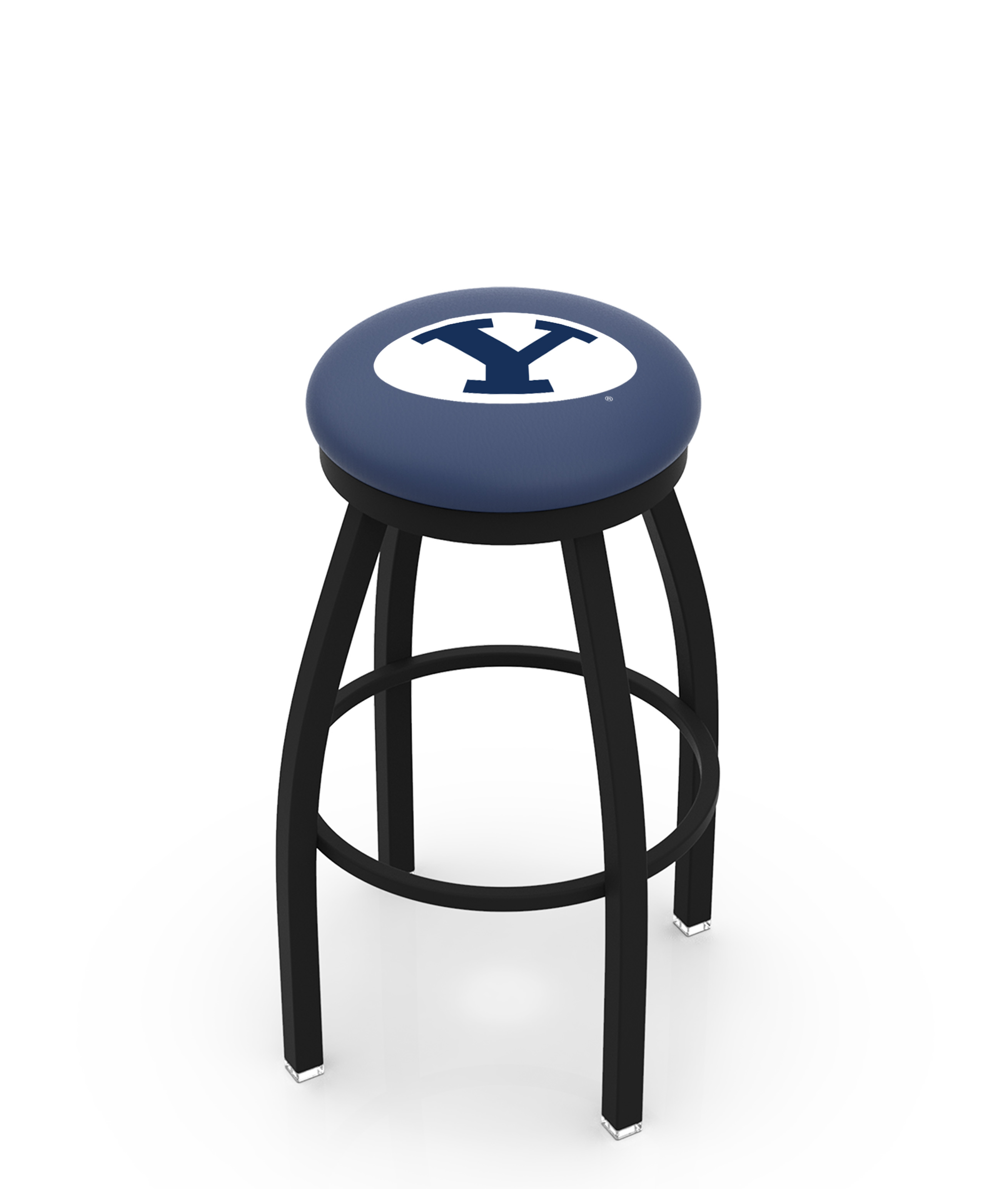 25" L8B2B - Black Wrinkle Brigham Young Swivel Bar Stool with Accent Ring by  Company