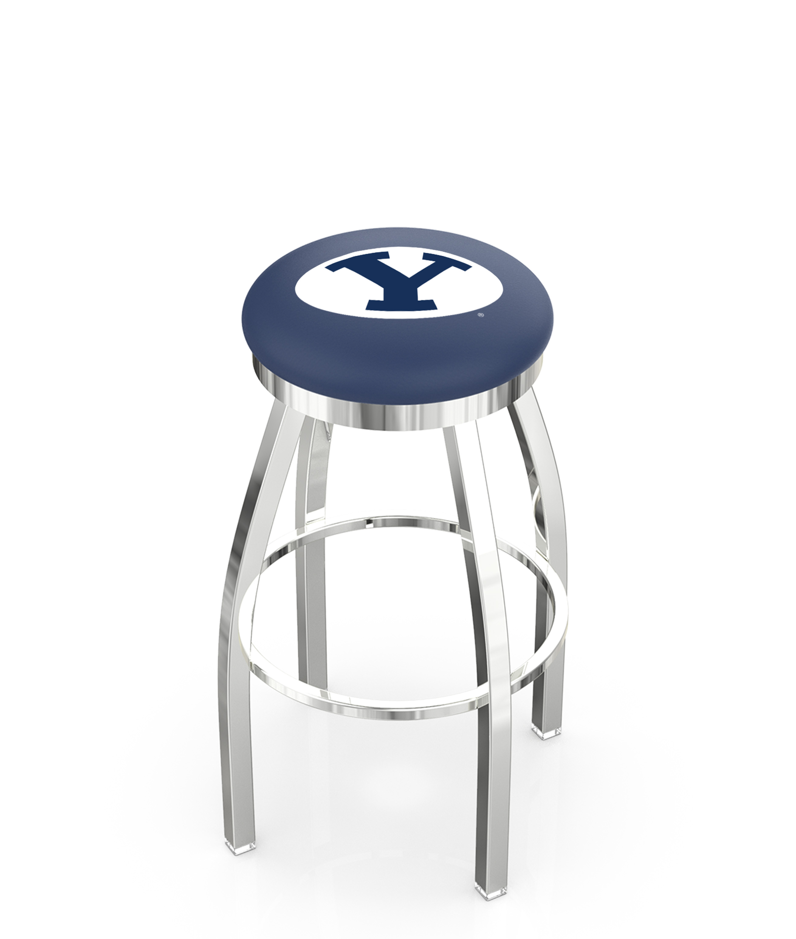 30" L8C2C - Chrome Brigham Young Swivel Bar Stool with Accent Ring by  Company