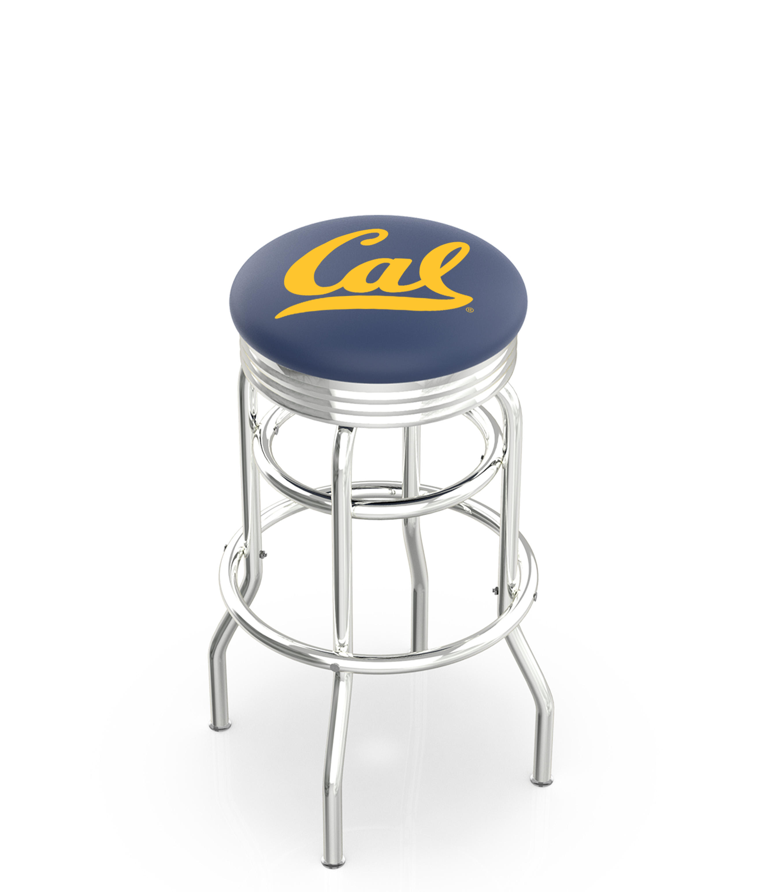 30" L7C3C - Chrome Double Ring Cal Swivel Bar Stool with 2.5" Ribbed Accent Ring by  Company