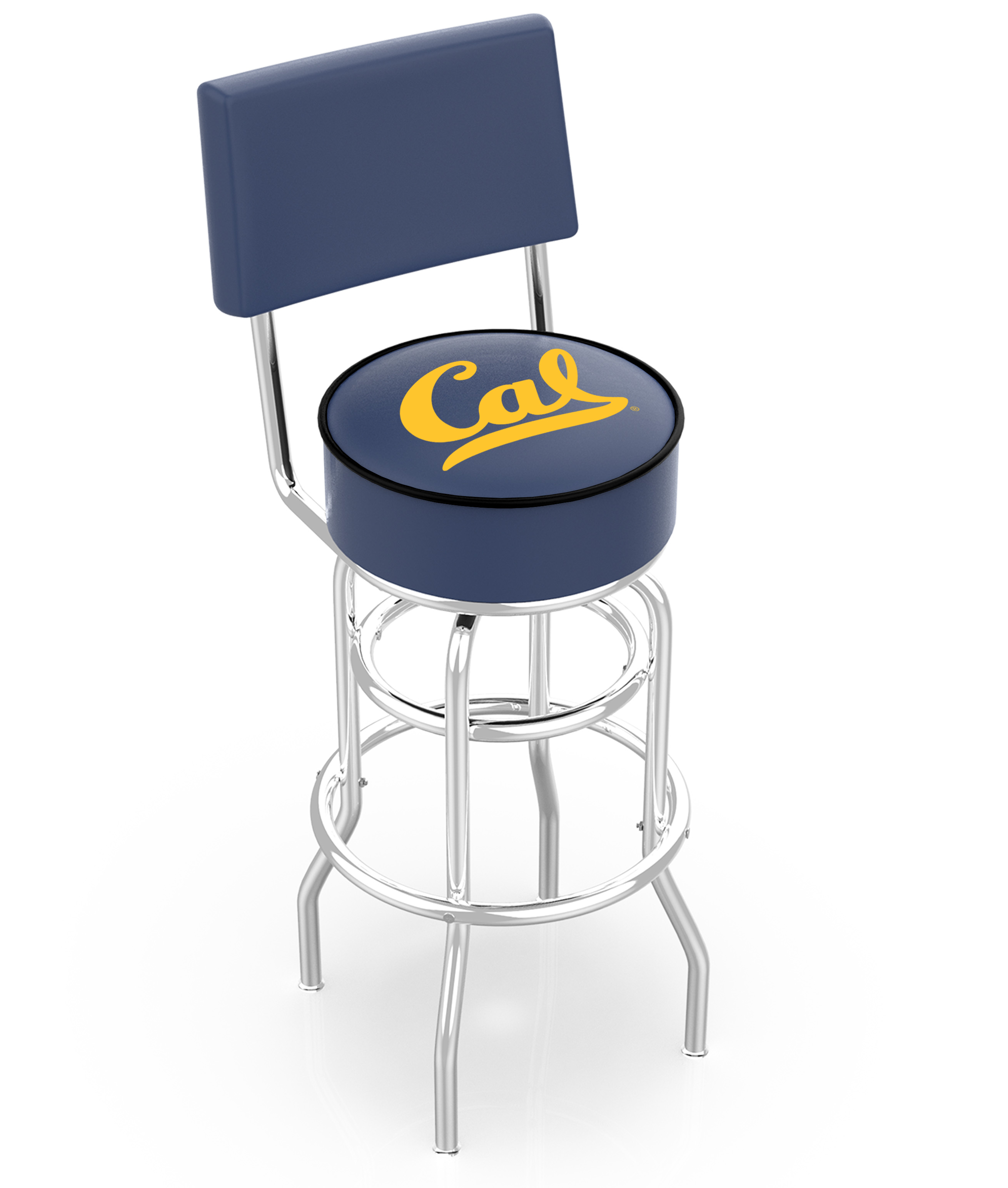 25" L7C4 - Chrome Double Ring Cal Swivel Bar Stool with a Back by  Company