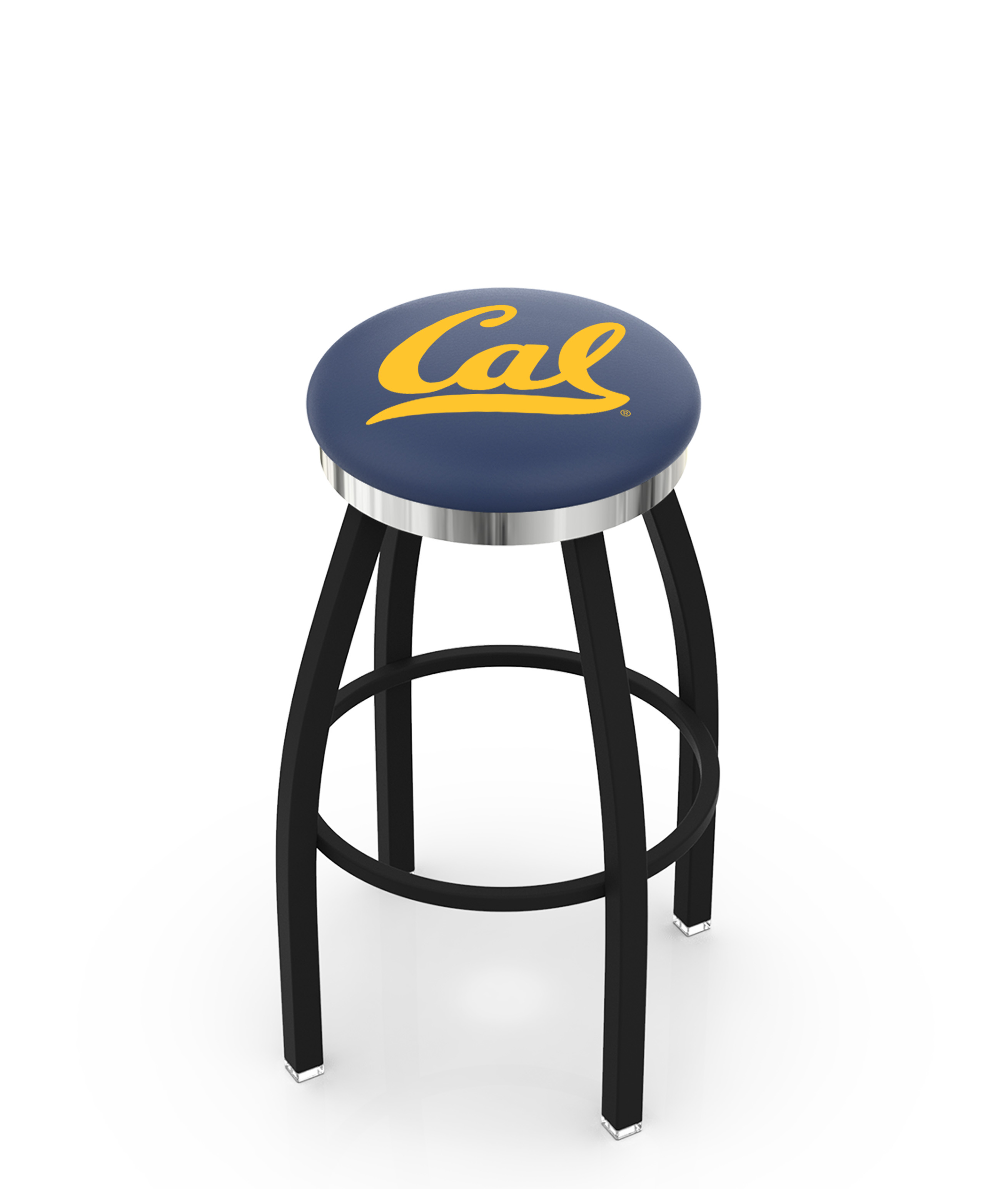 25" L8B2C - Black Wrinkle Cal Swivel Bar Stool with Chrome Accent Ring by  Company