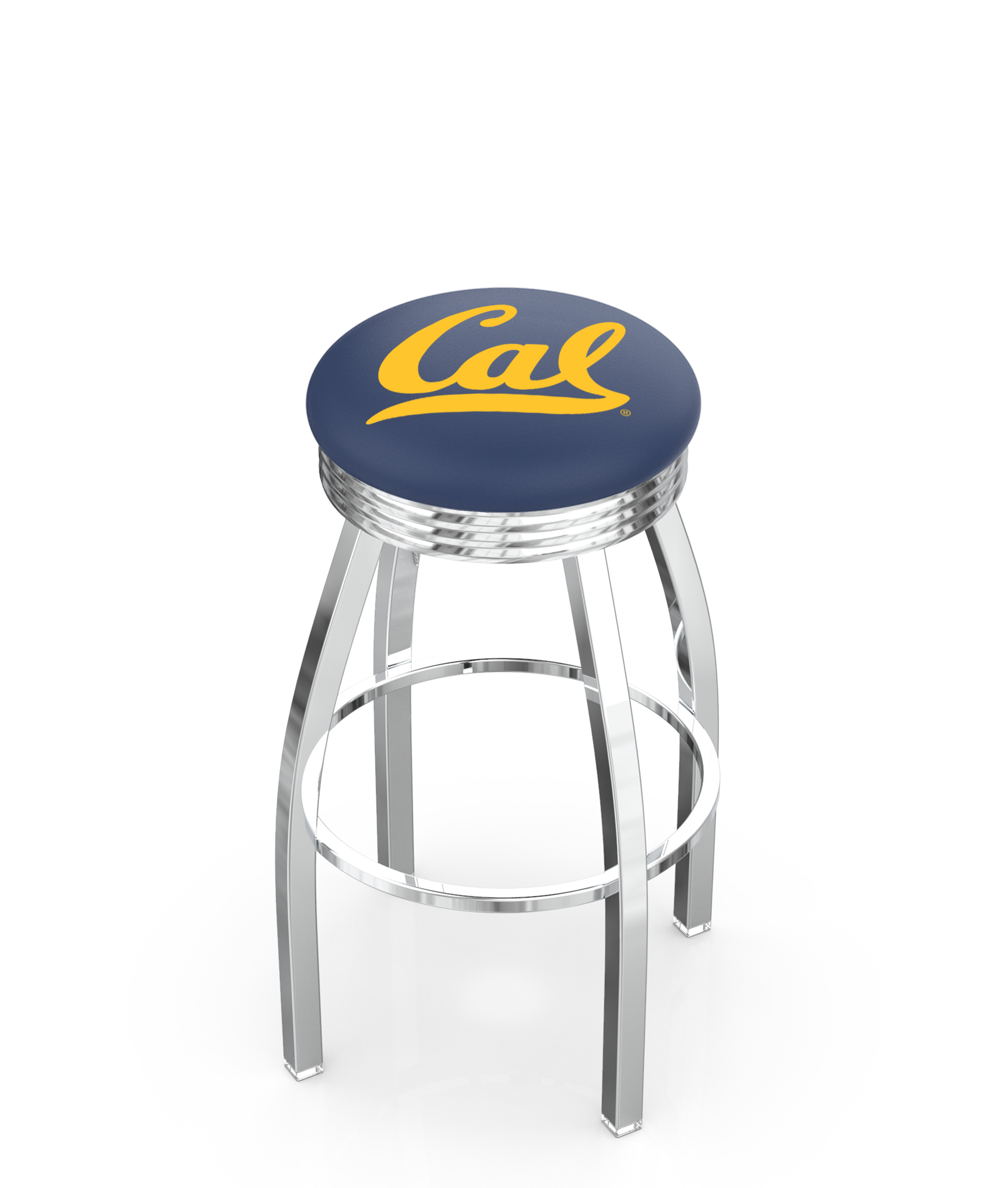 30" L8C3C - Chrome Cal Swivel Bar Stool with 2.5" Ribbed Accent Ring by  Company