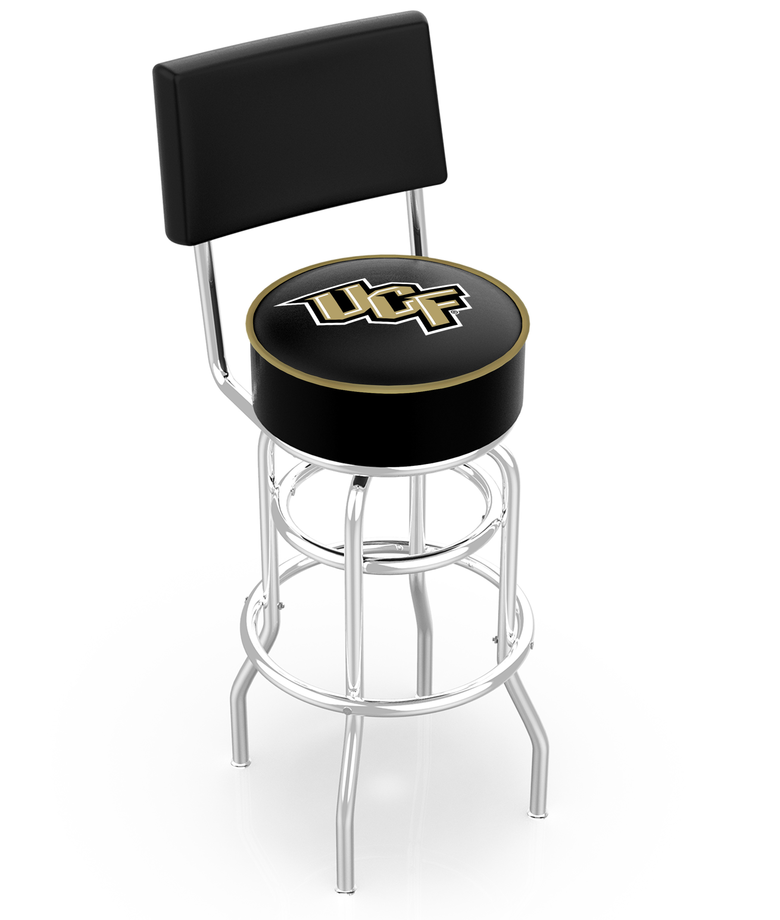 30" L7C4 - Chrome Double Ring Central Florida Swivel Bar Stool with a Back by  Company