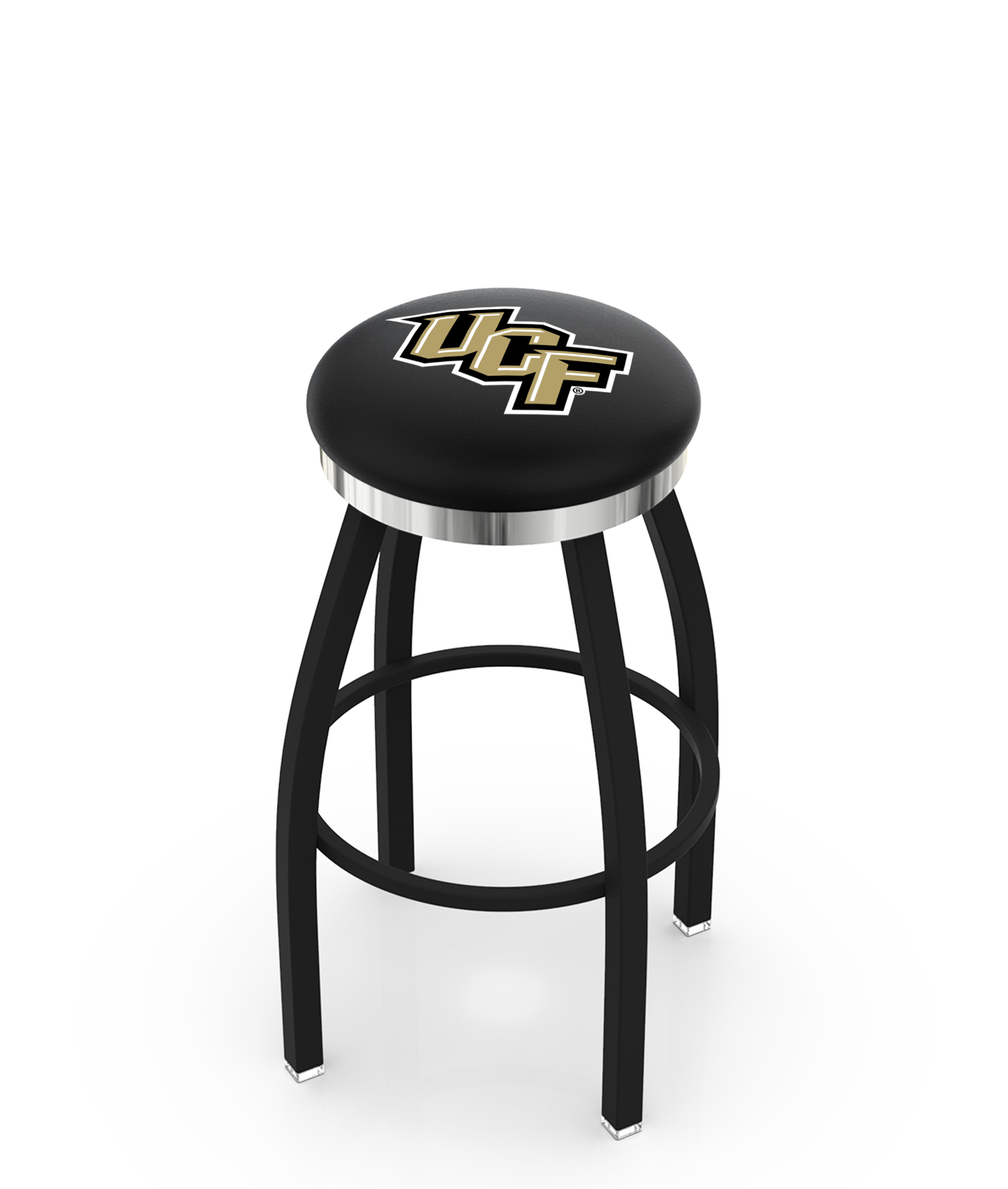30" L8B2C - Black Wrinkle Central Florida Swivel Bar Stool with Chrome Accent Ring by  Company