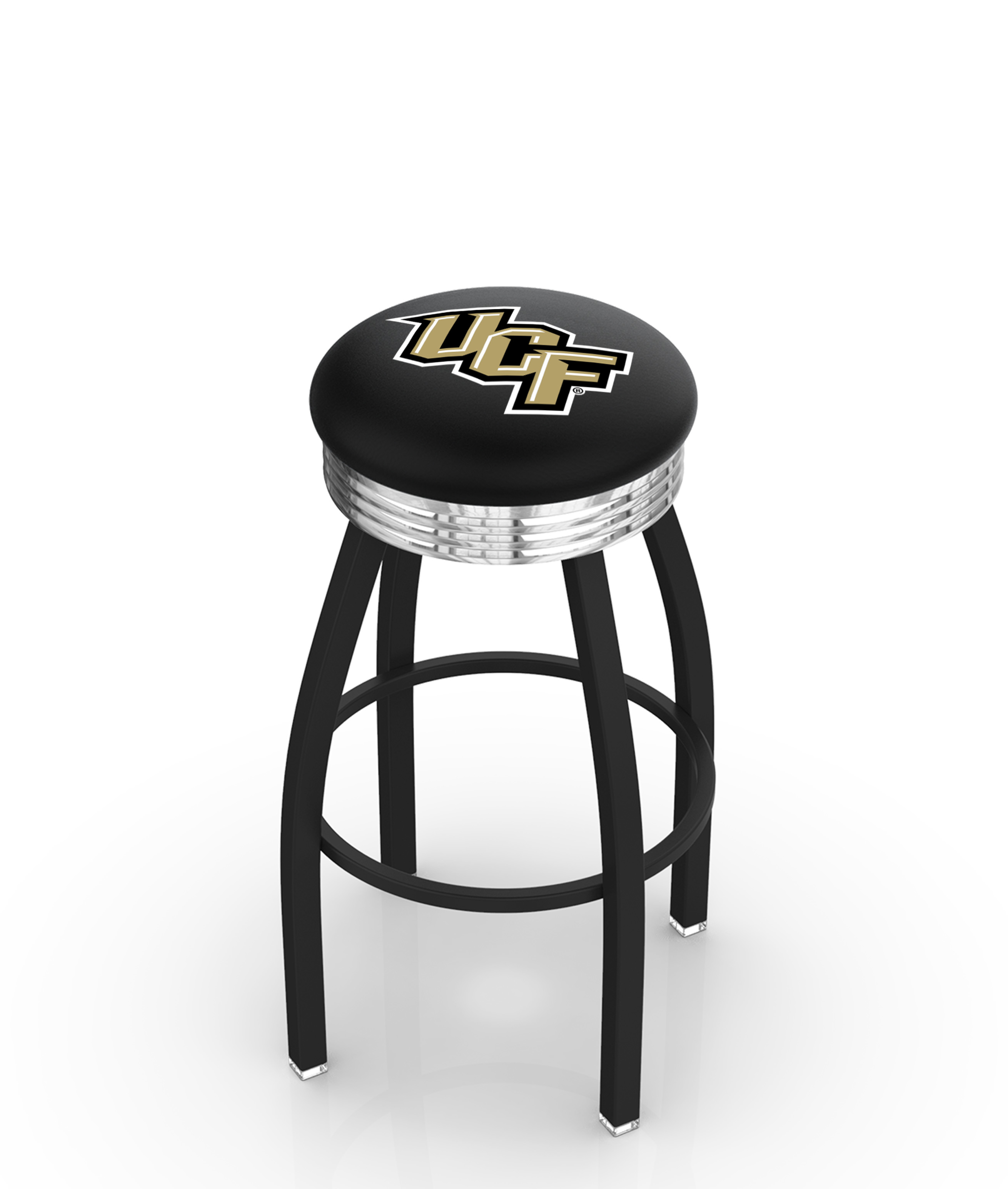 25" L8B3C - Black Wrinkle Central Florida Swivel Bar Stool with Chrome 2.5" Ribbed Accent Ring by  Company