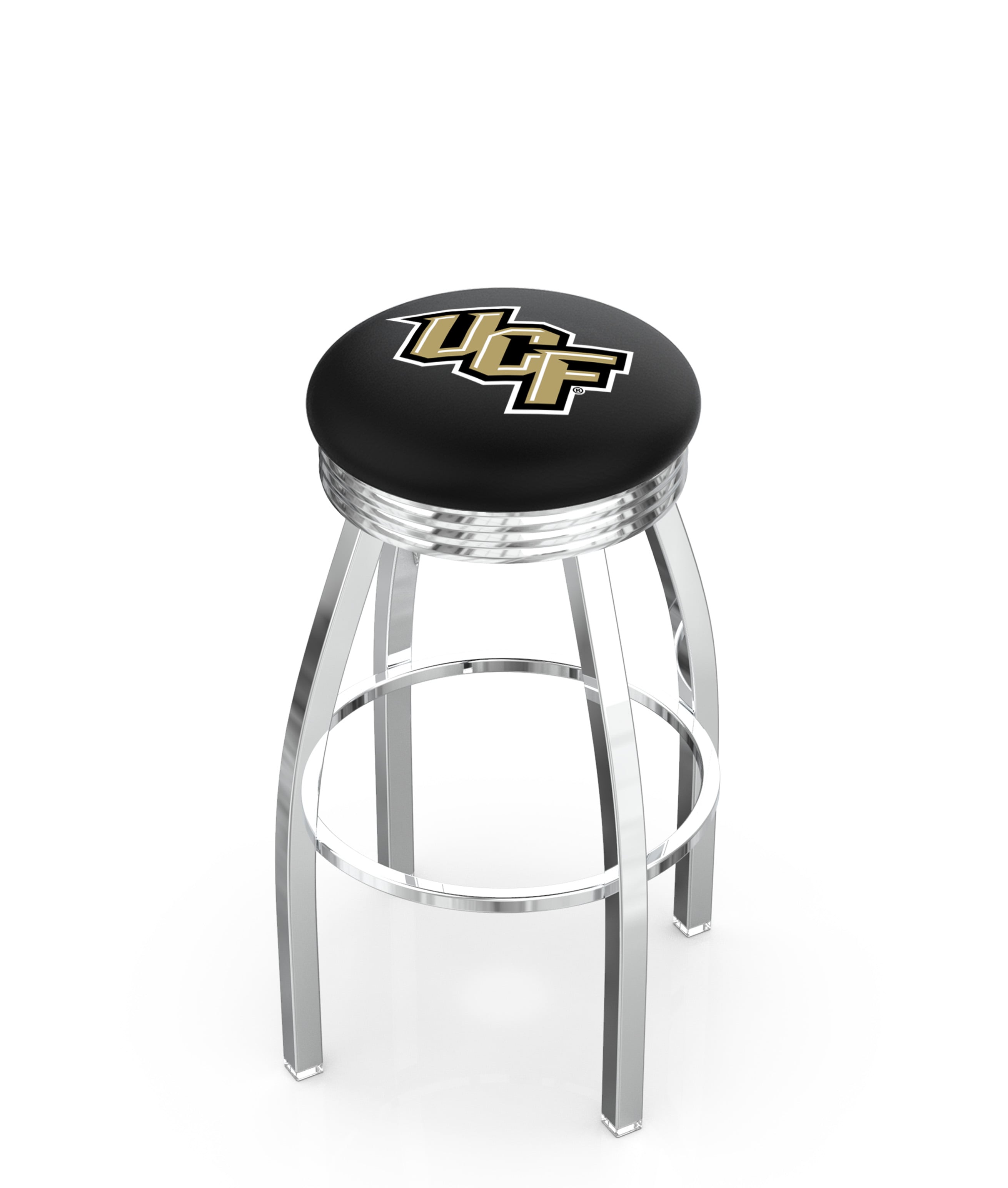 25" L8C3C - Chrome Central Florida Swivel Bar Stool with 2.5" Ribbed Accent Ring by  Company