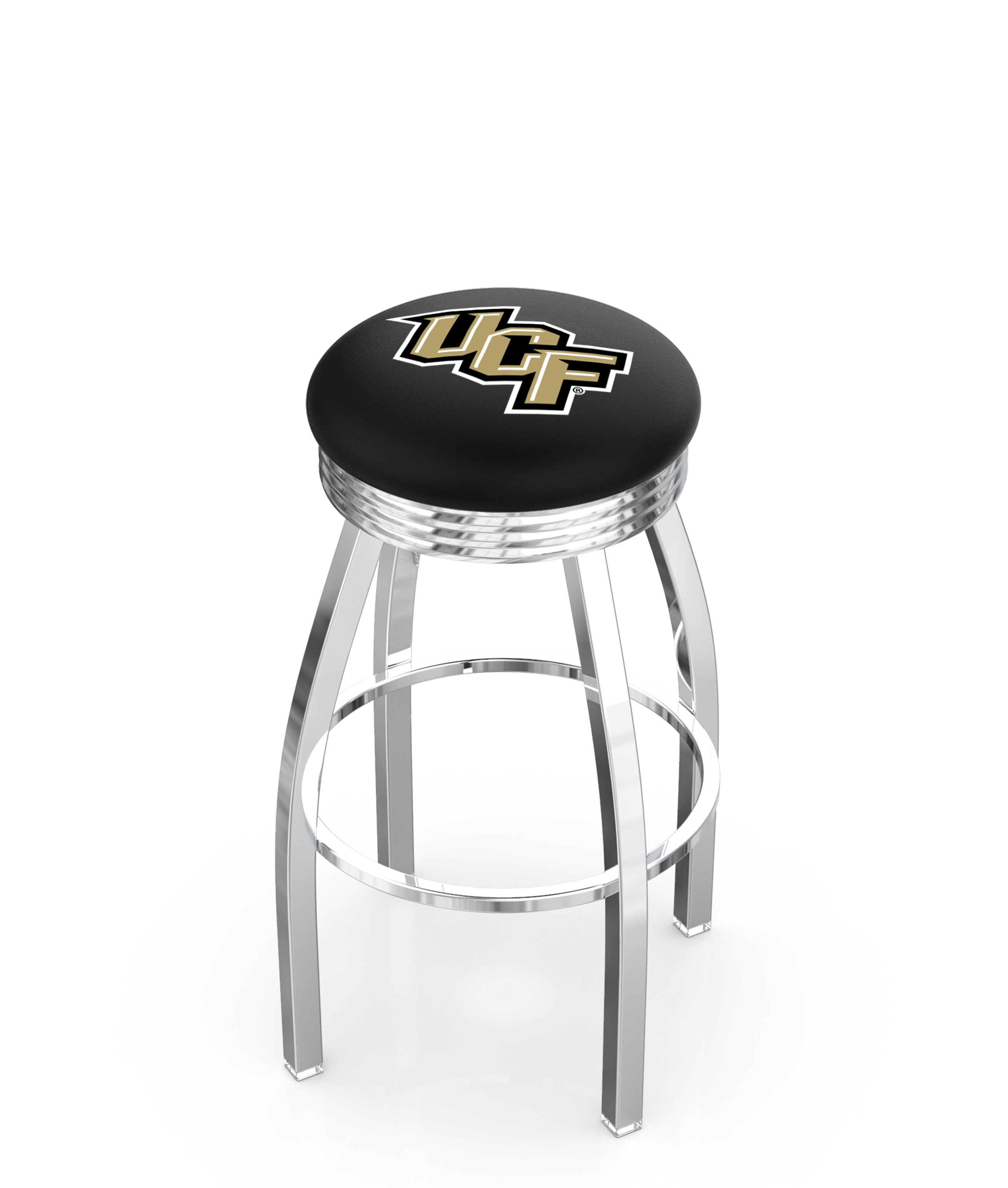 30" L8C3C - Chrome Central Florida Swivel Bar Stool with 2.5" Ribbed Accent Ring by  Company