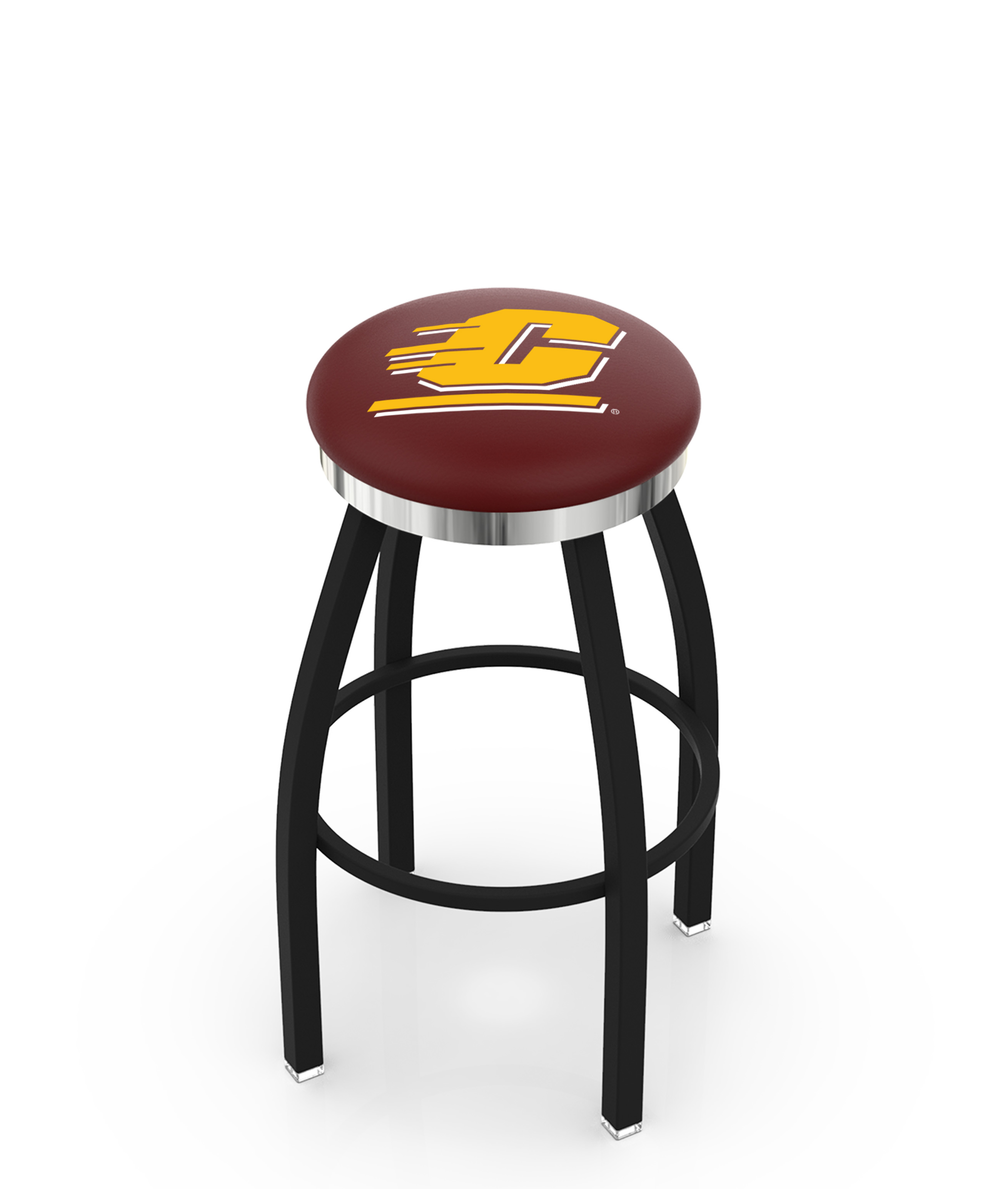 30" L8B2C - Black Wrinkle Central Michigan Swivel Bar Stool with Chrome Accent Ring by  Company