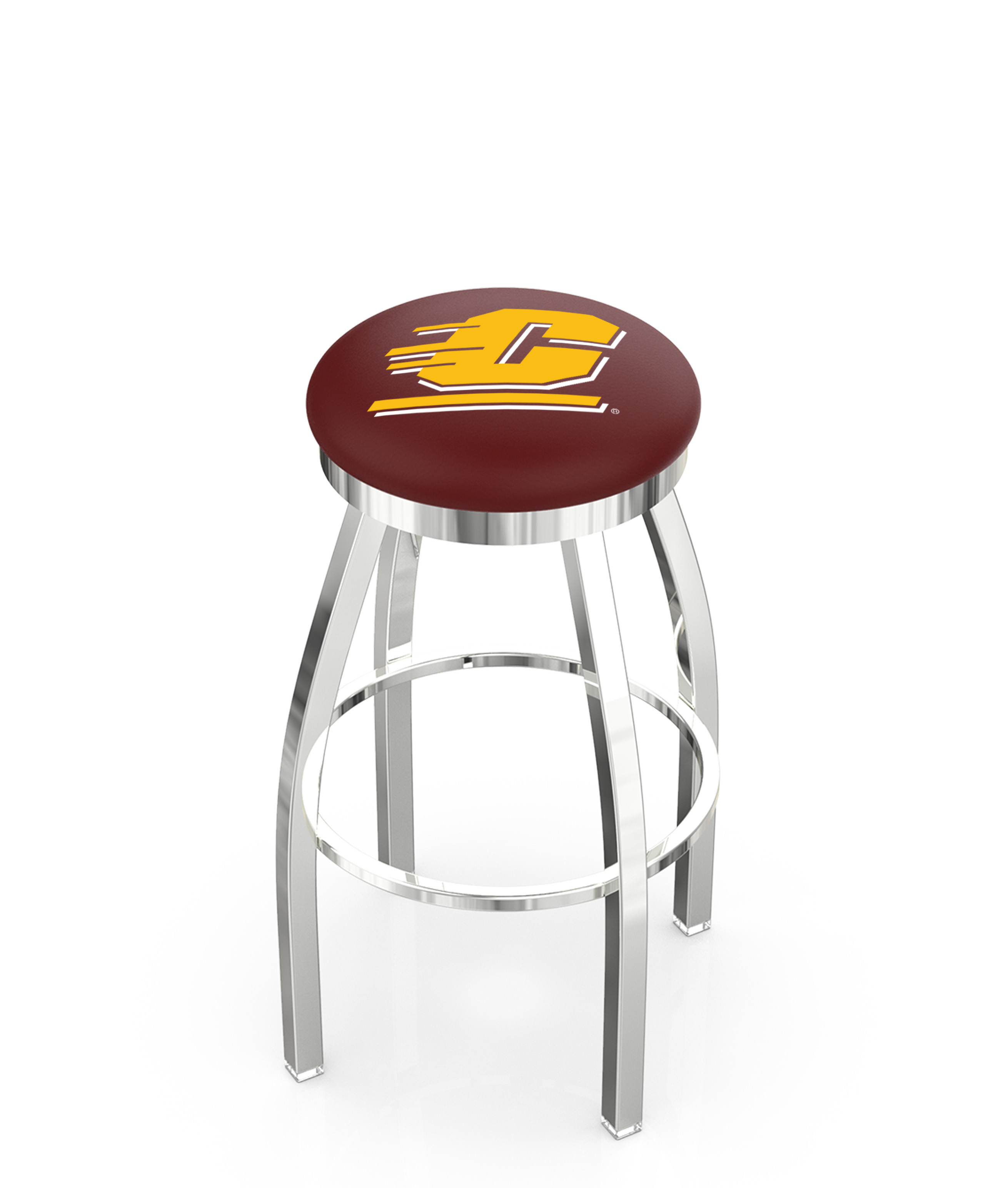 25" L8C2C - Chrome Central Michigan Swivel Bar Stool with Accent Ring by  Company