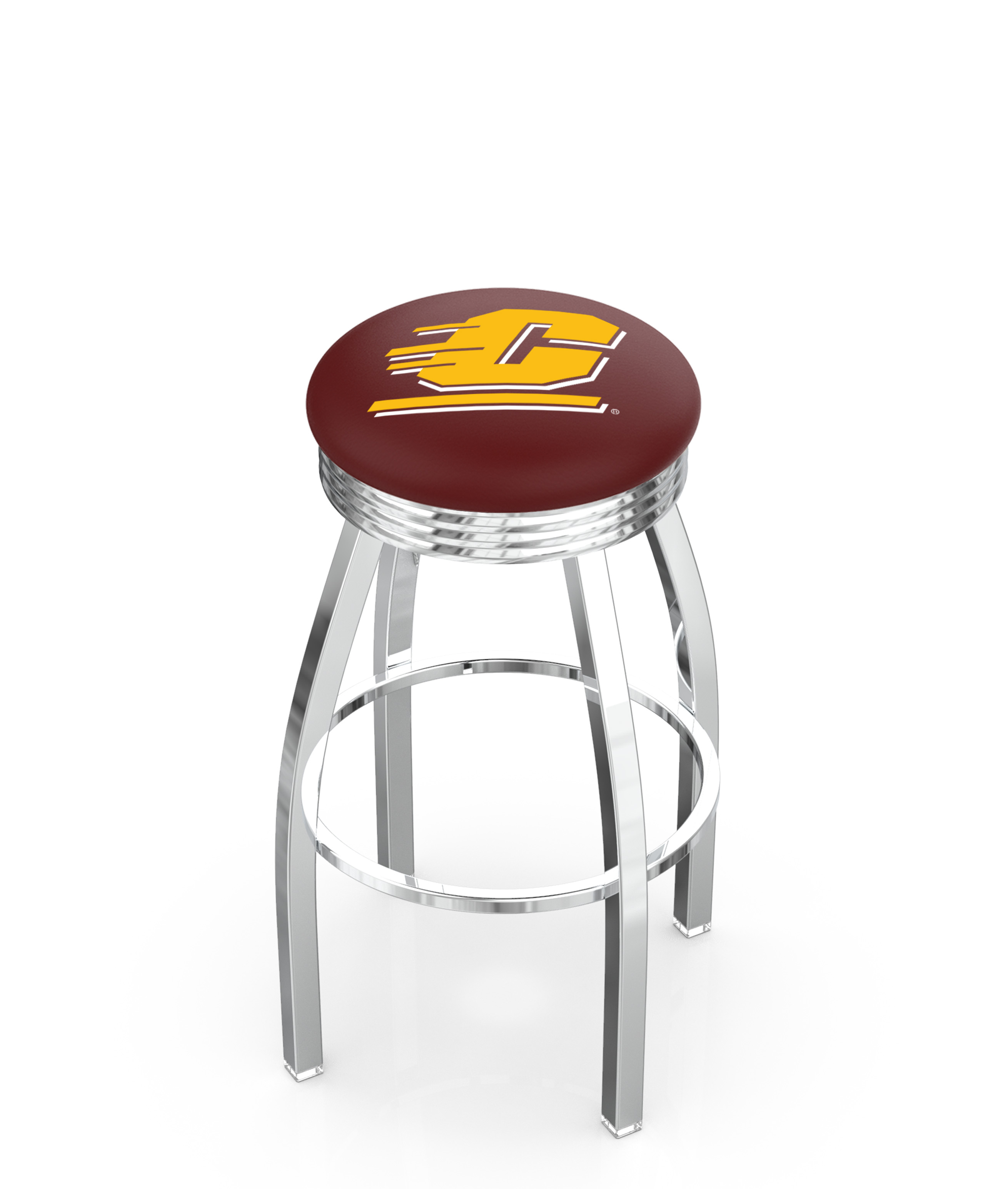 30" L8C3C - Chrome Central Michigan Swivel Bar Stool with 2.5" Ribbed Accent Ring by  Company