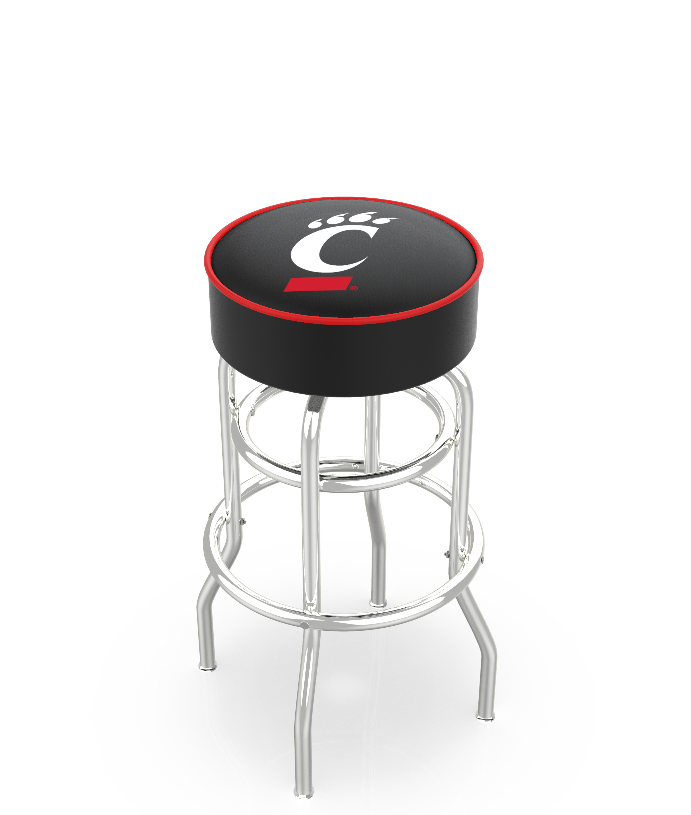 30" L7C1 - 4" Cincinnati Cushion Seat with Double-Ring Chrome Base Swivel Bar Stool by  Company