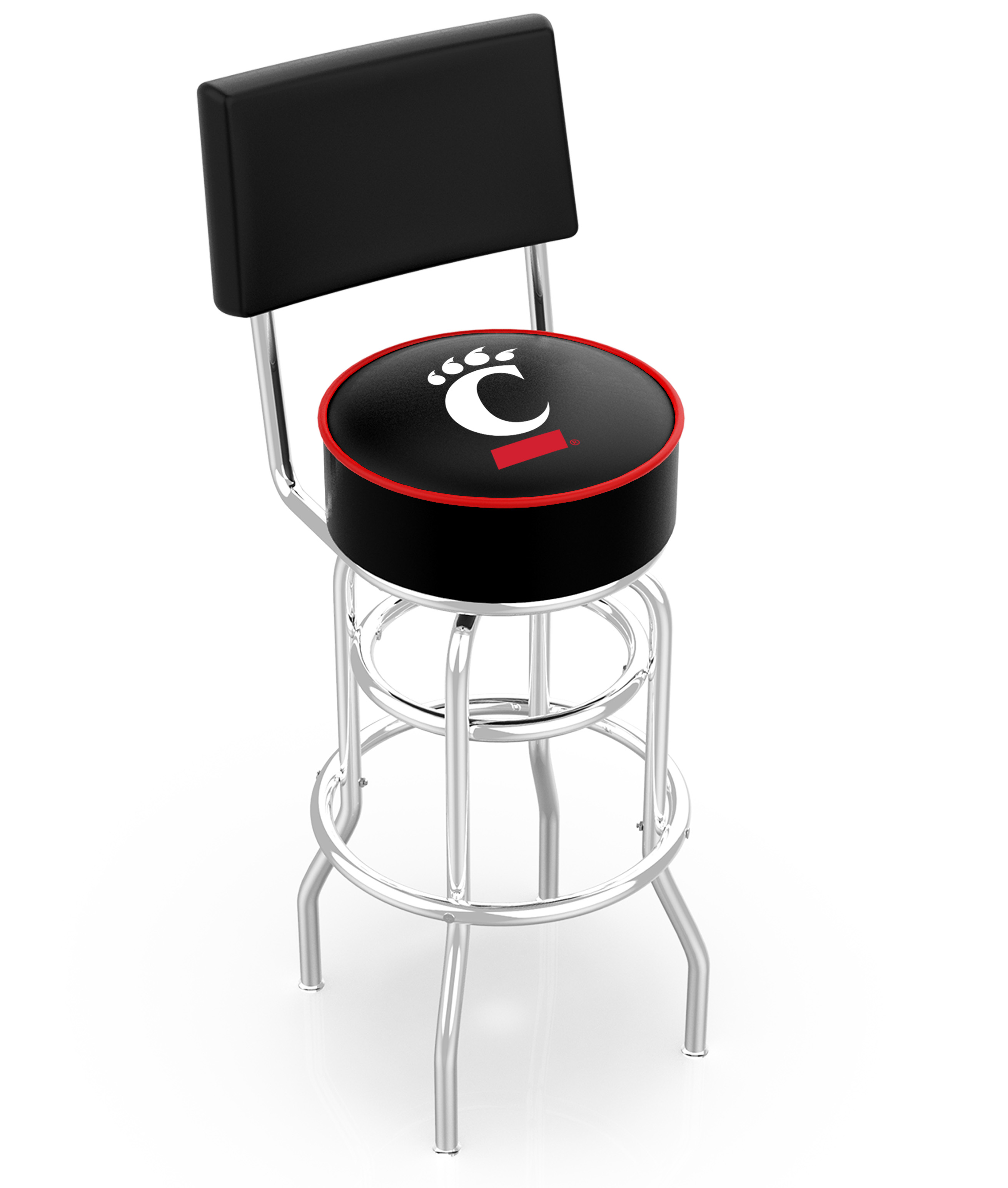 30" L7C4 - Chrome Double Ring Cincinnati Swivel Bar Stool with a Back by  Company