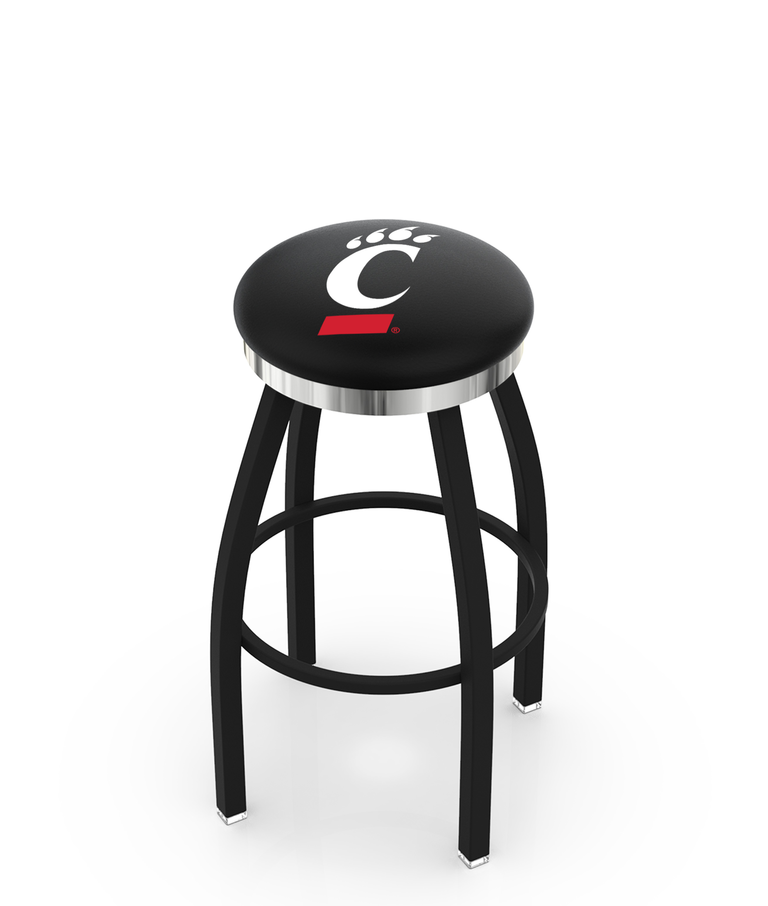 30" L8B2C - Black Wrinkle Cincinnati Swivel Bar Stool with Chrome Accent Ring by  Company