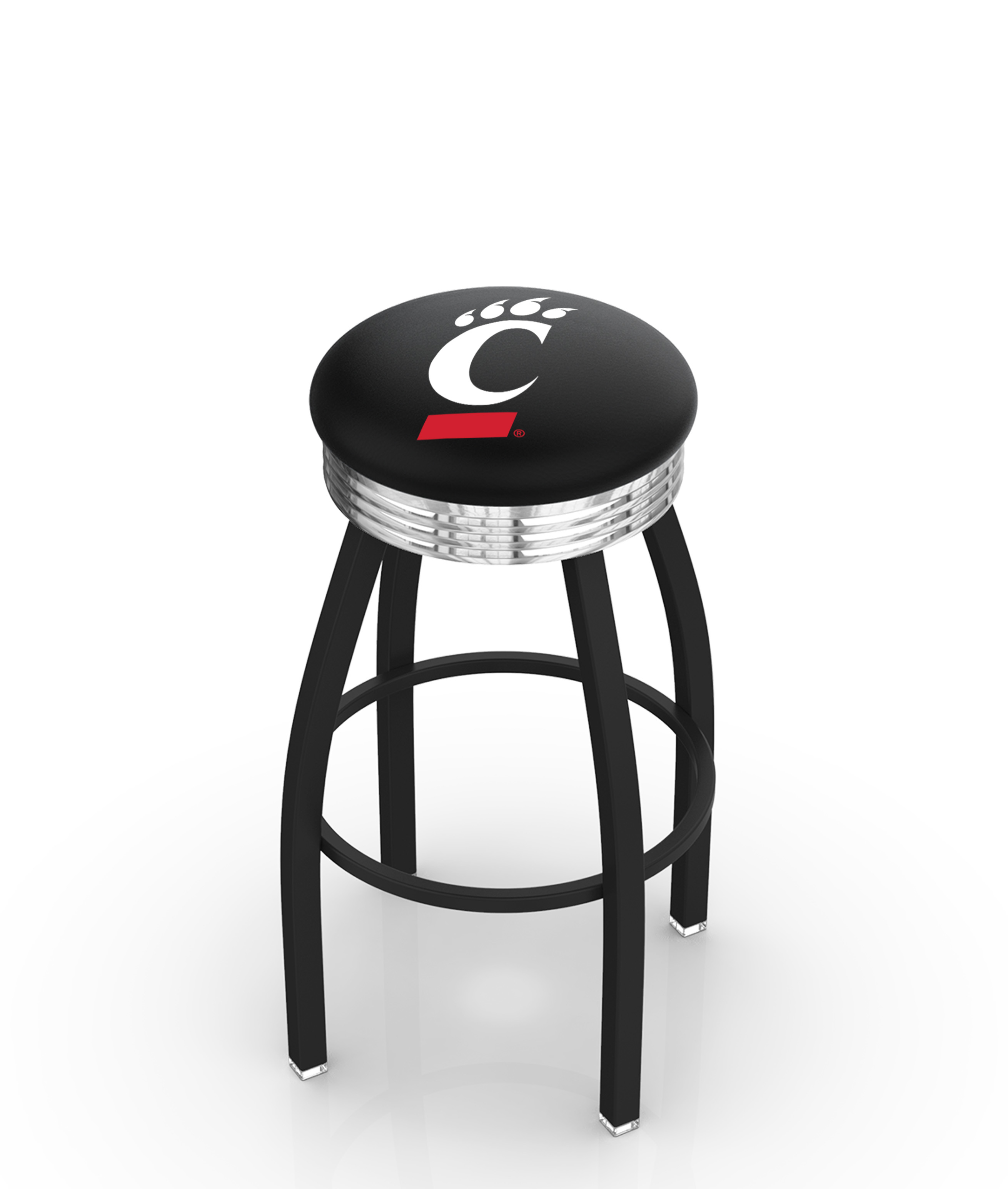 25" L8B3C - Black Wrinkle Cincinnati Swivel Bar Stool with Chrome 2.5" Ribbed Accent Ring by  Company