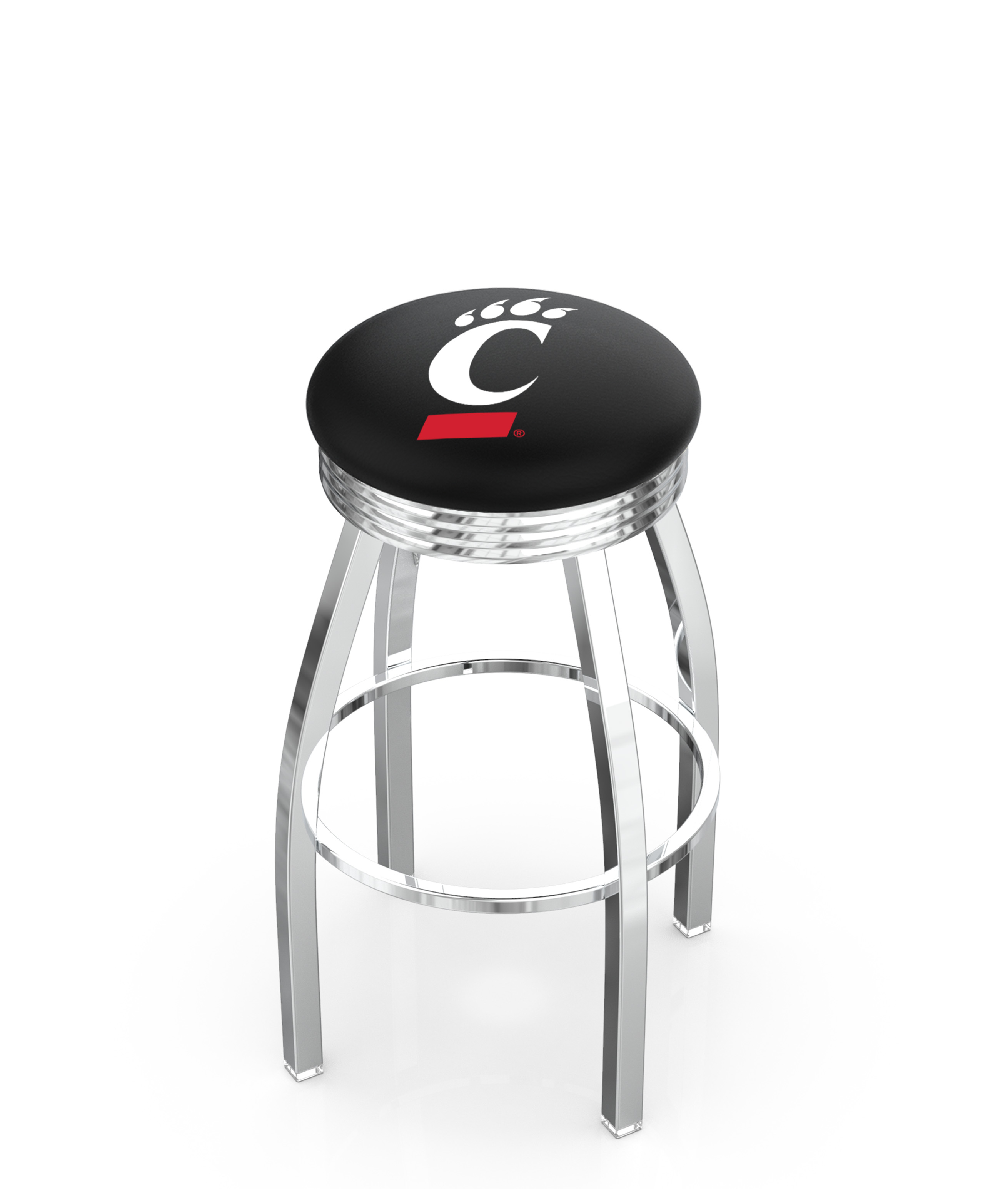 30" L8C3C - Chrome Cincinnati Swivel Bar Stool with 2.5" Ribbed Accent Ring by  Company