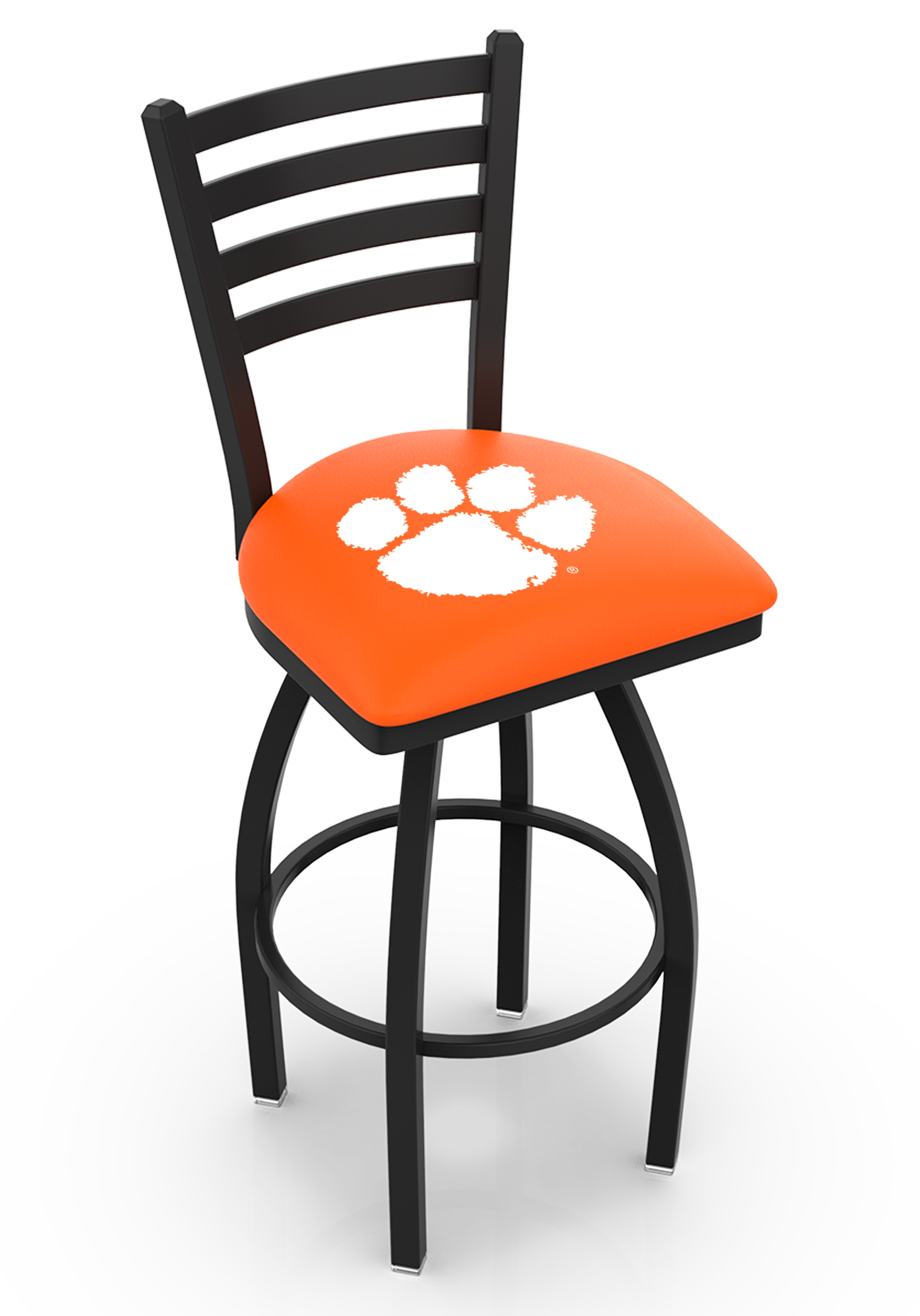 L014 - 30" Black Wrinkle Clemson Swivel Bar Stool with Ladder Style Back by  Co.