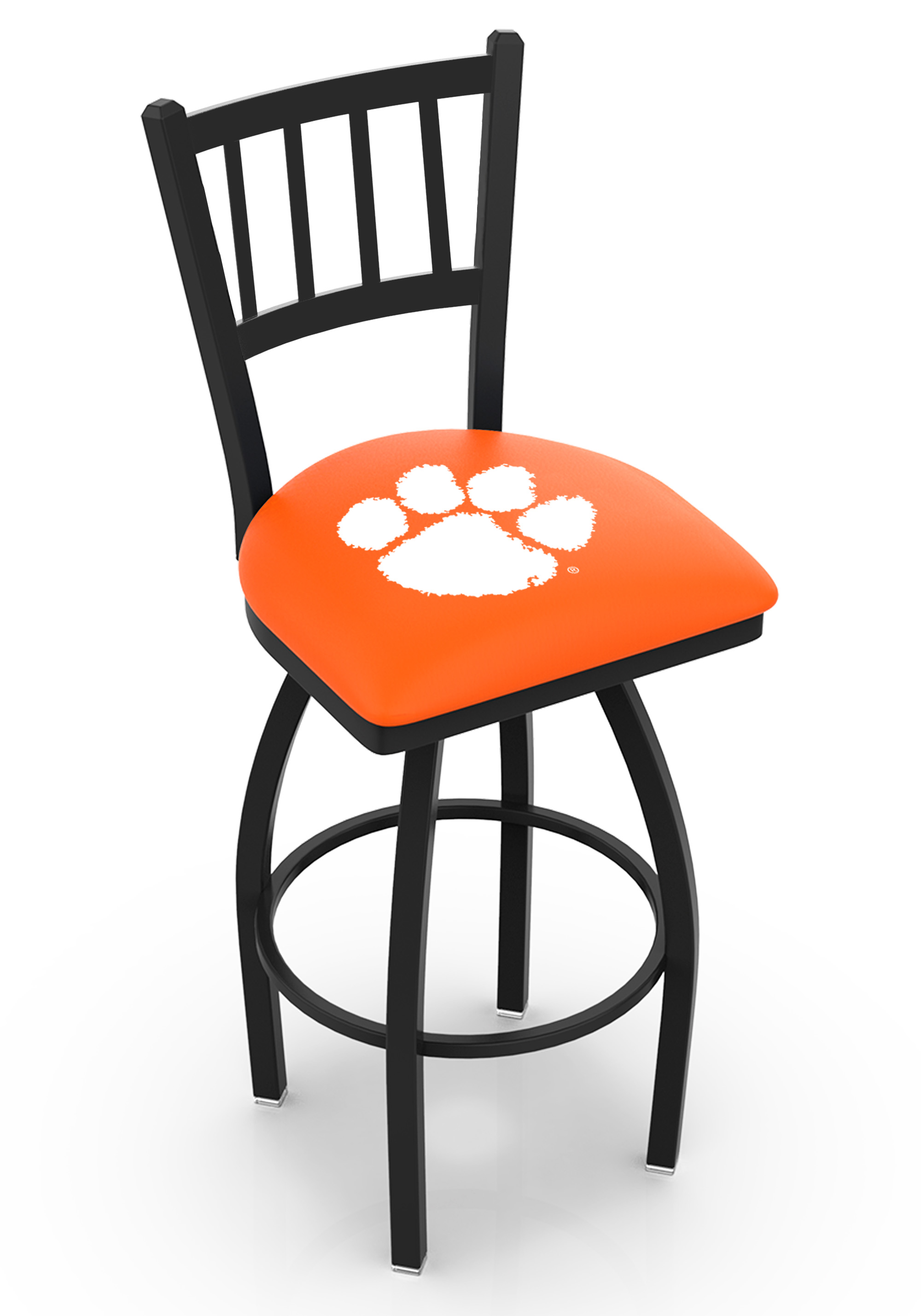 L018 - 30" Black Wrinkle Clemson Swivel Bar Stool with Jailhouse Style Back by  Co.