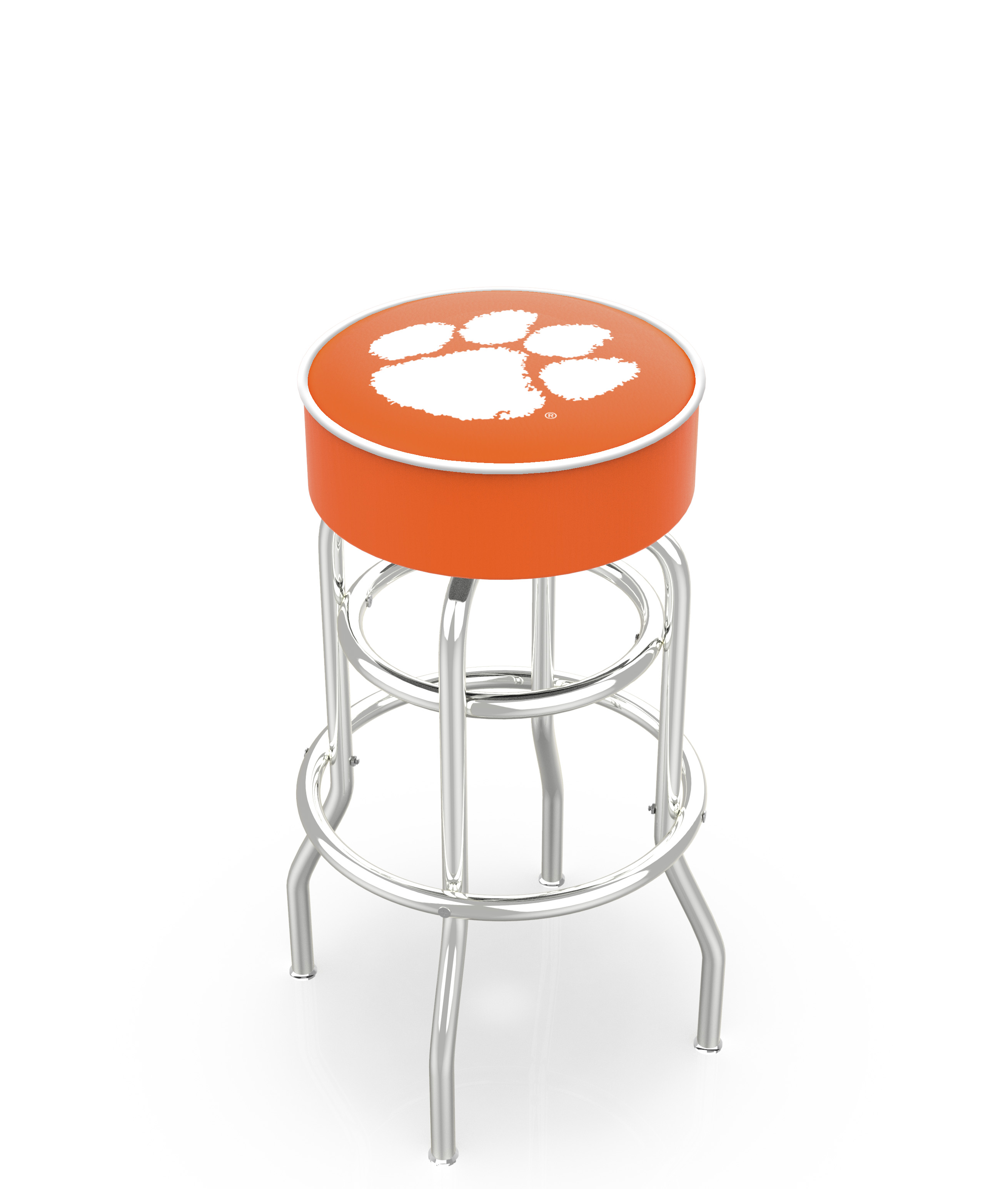 30" L7C1 - 4" Clemson Cushion Seat with Double-Ring Chrome Base Swivel Bar Stool by  Company