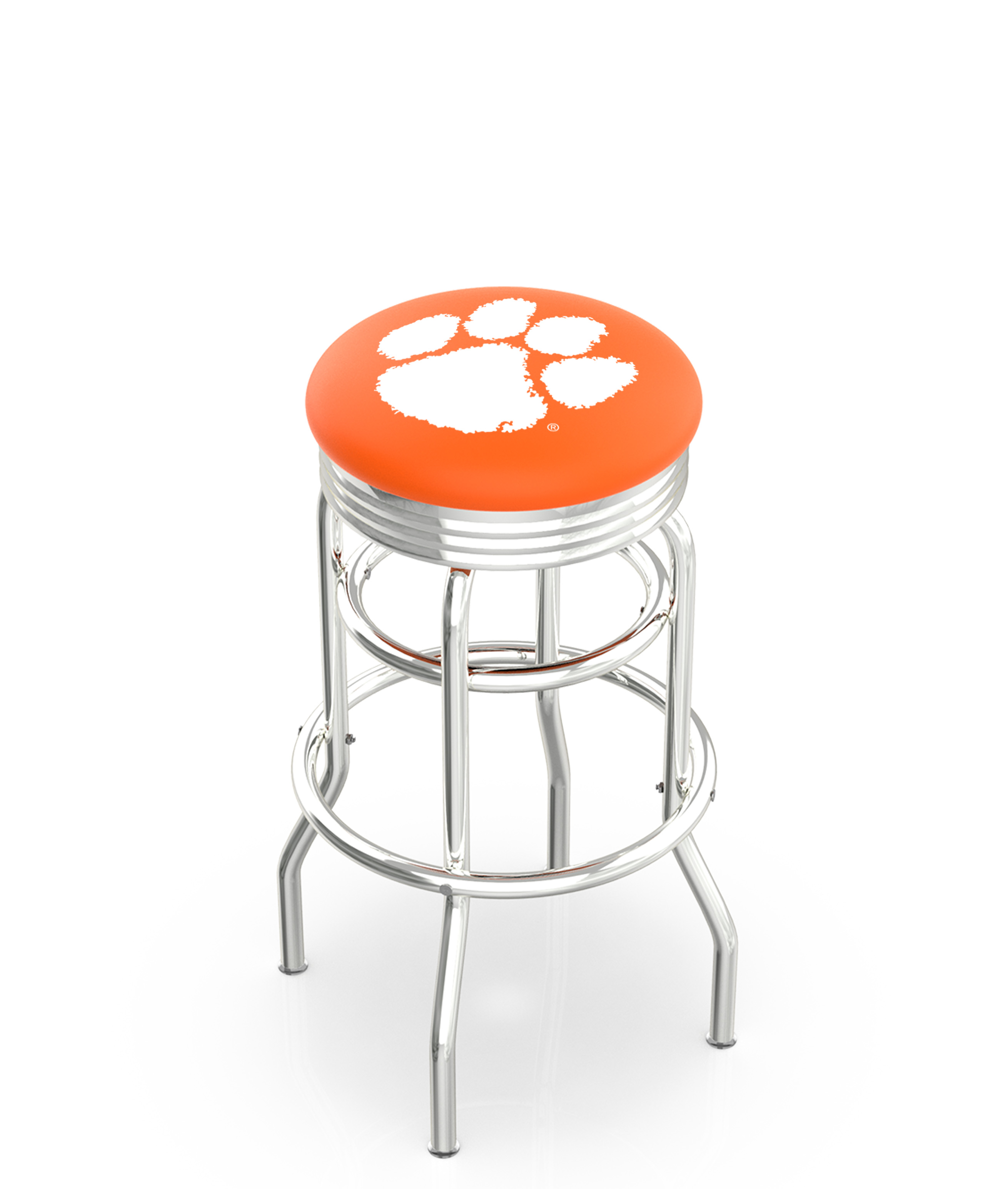 25" L7C3C - Chrome Double Ring Clemson Swivel Bar Stool with 2.5" Ribbed Accent Ring by  Company
