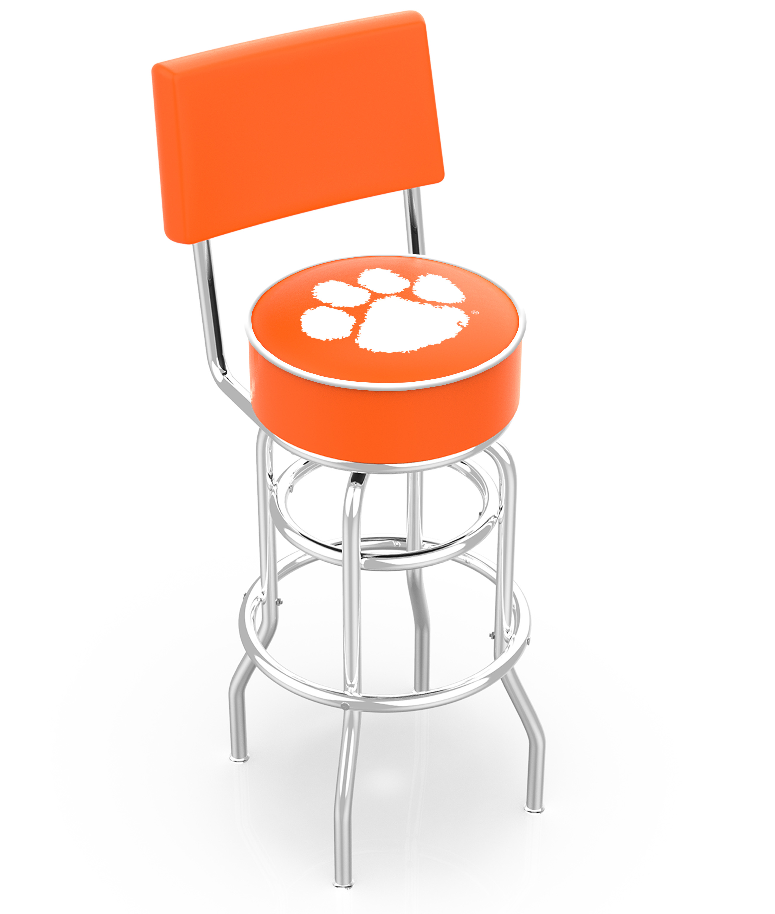 25" L7C4 - Chrome Double Ring Clemson Swivel Bar Stool with a Back by  Company